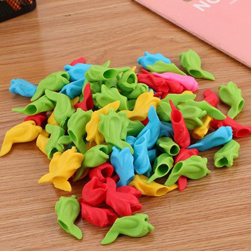 Silicone Pencil Grips for Kids — Dolphin Design Writing Aid & Grip Corrector, 80-Pack