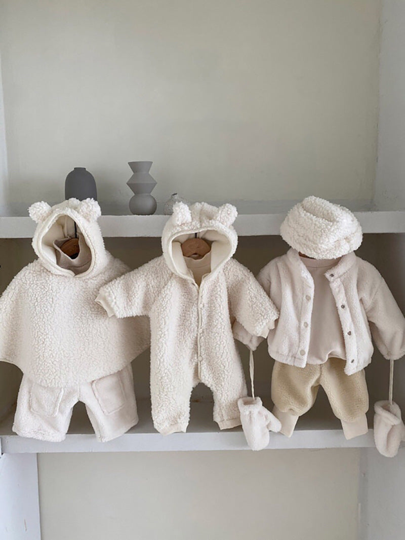 Baby Bear Double-Sided Fleece Hoodie — Unisex Winter Coat | Ages 1–3
