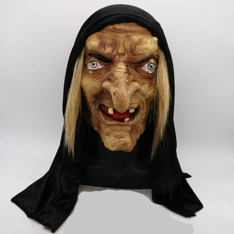 Halloween mask with a hood on a white background