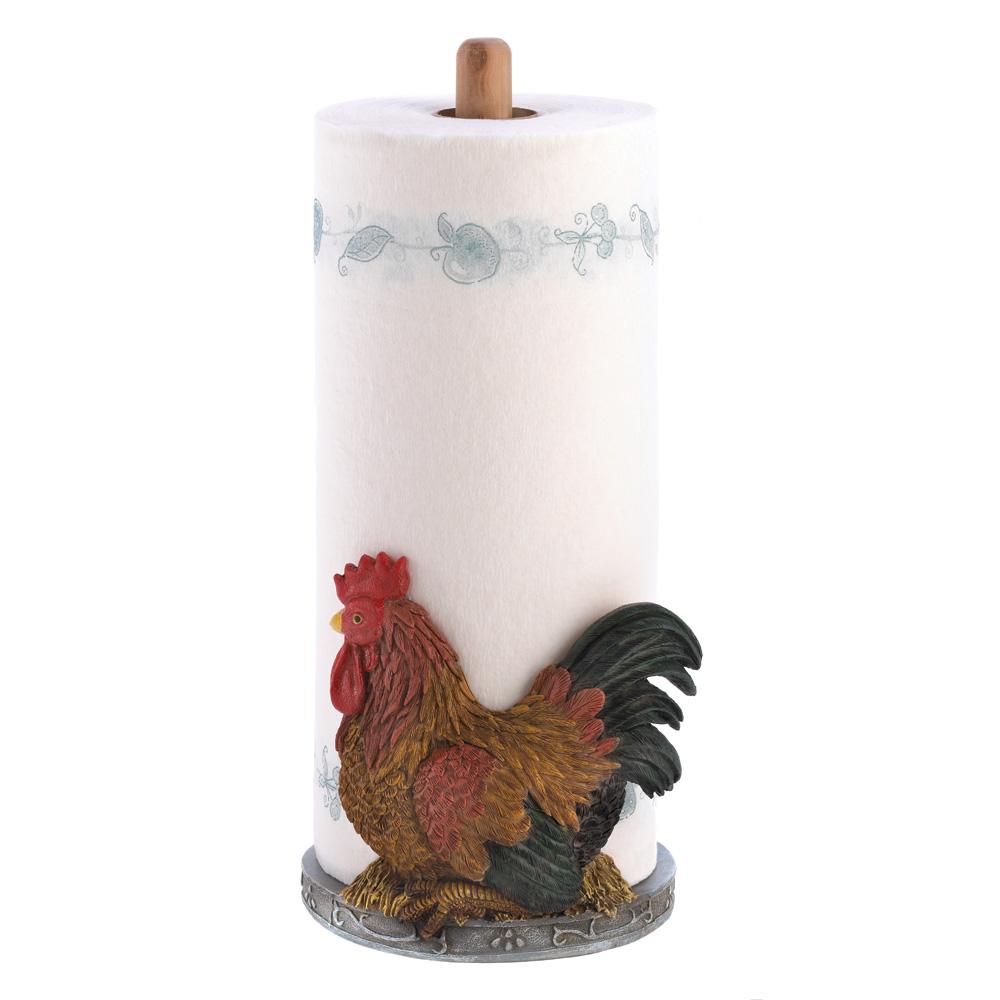 Red Rooster Countertop Paper Towel Holder — Country Kitchen Decor