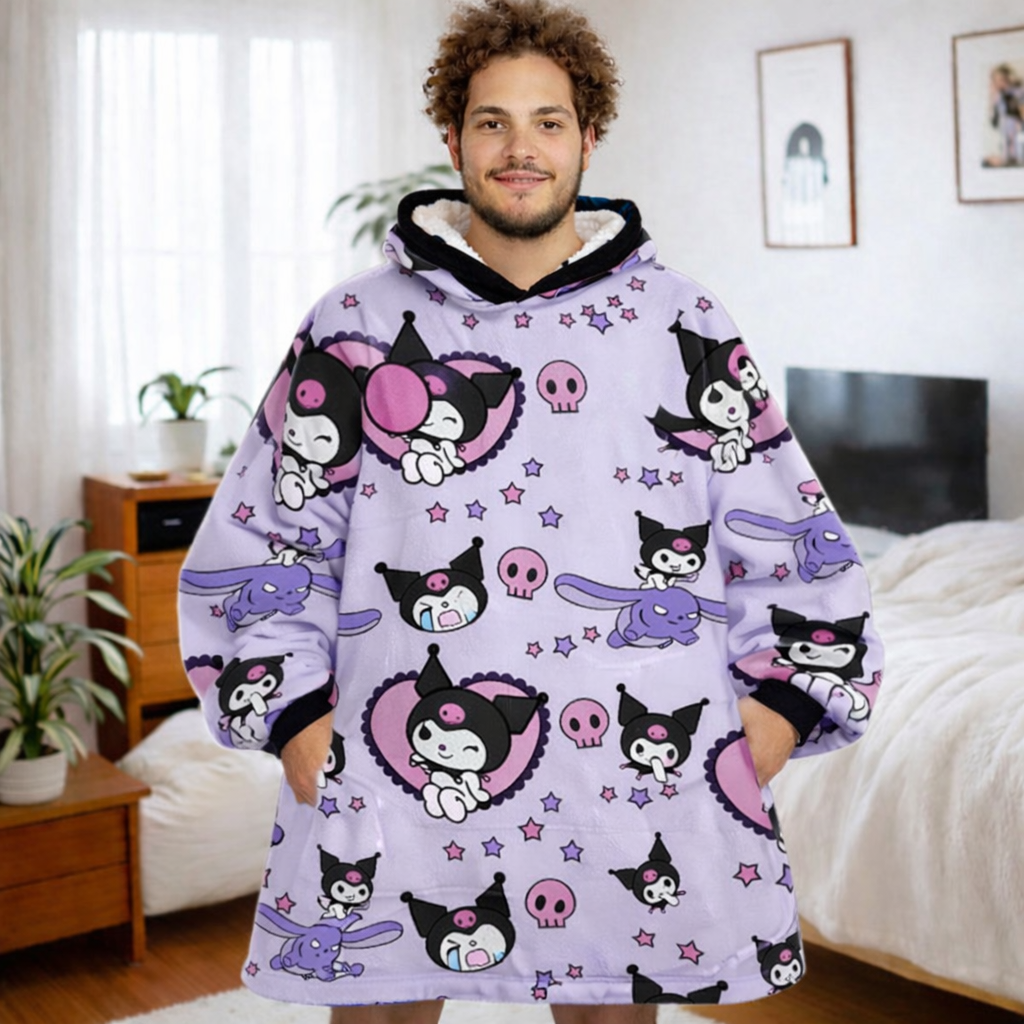 Kawaii Tragbarer Decken-Hoodie — Süßer & Kuscheliger Premium Sherpa (1,13 kg)