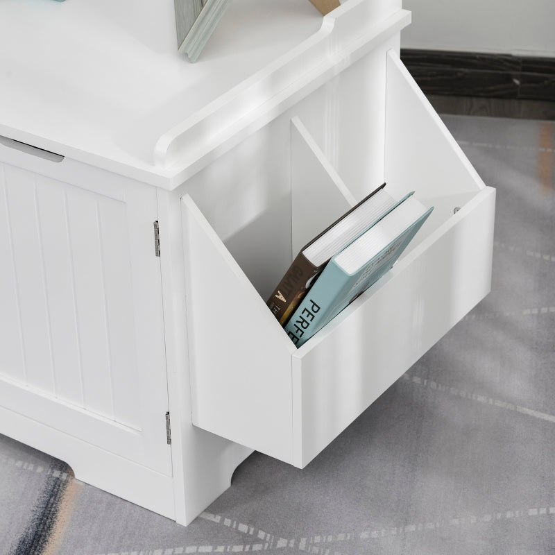 Wooden Cat Litter Box Enclosure with Nightstand & Side Storage Rack