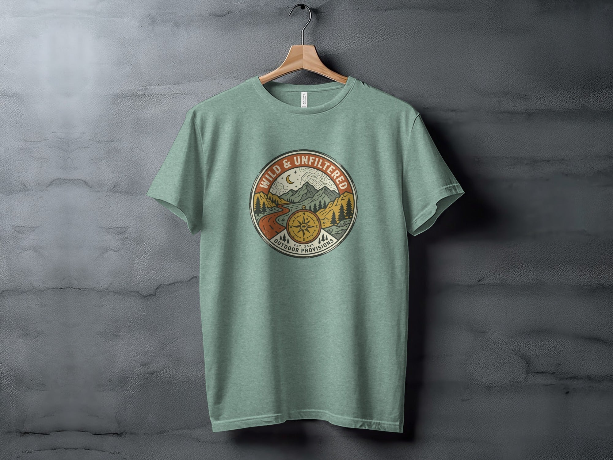 Embrace the Wild – Vintage Mountain & Compass Graphic T-Shirt