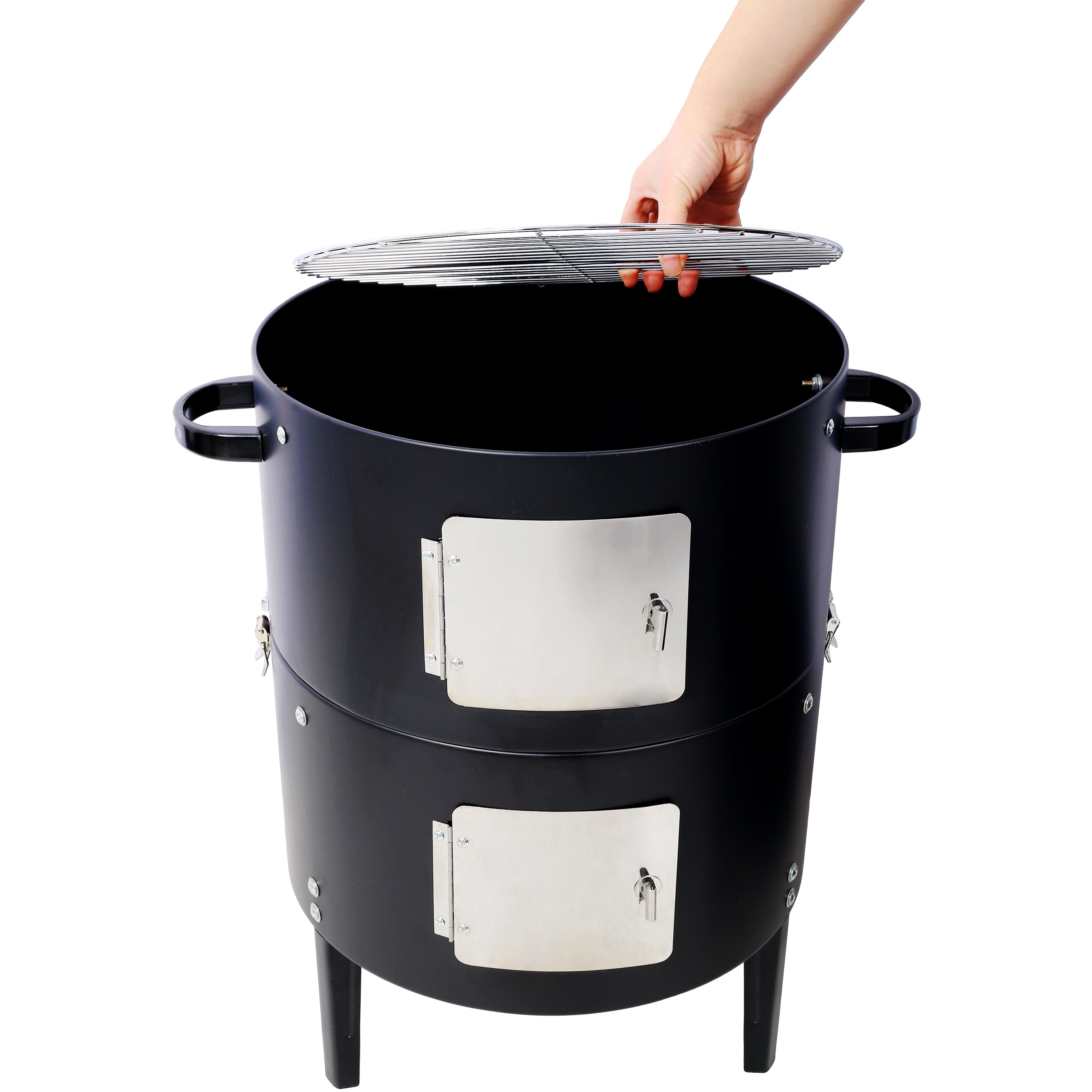 17-Inch Heavy Duty Steel Charcoal Smoker Grill – Black