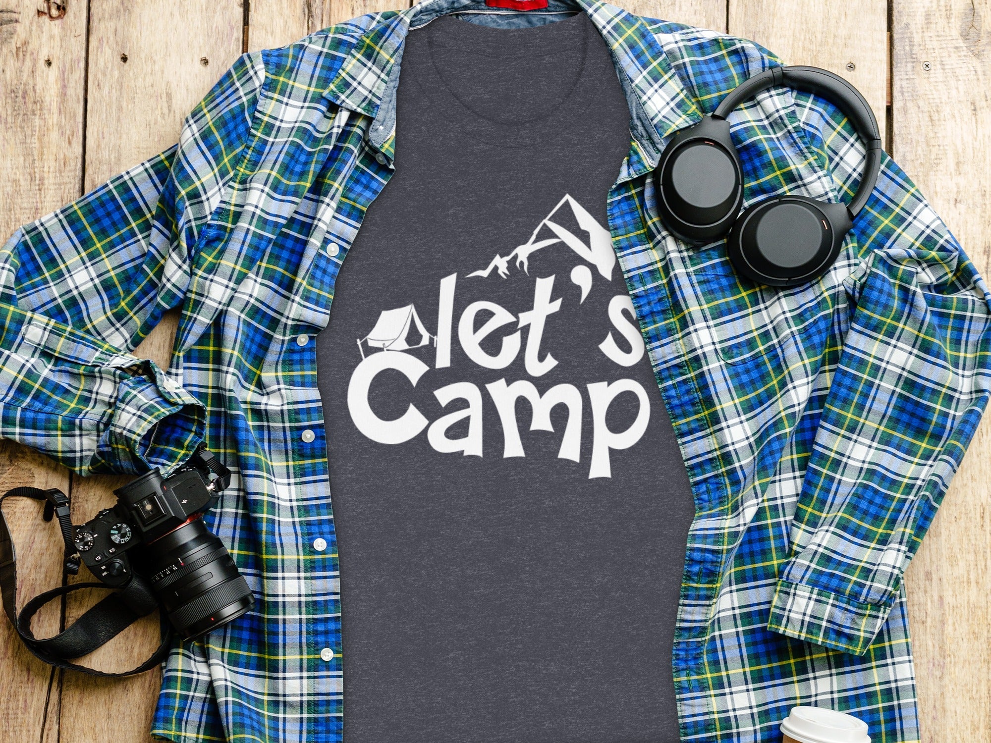 Let's Camp with Tent & Mountain T-Shirt