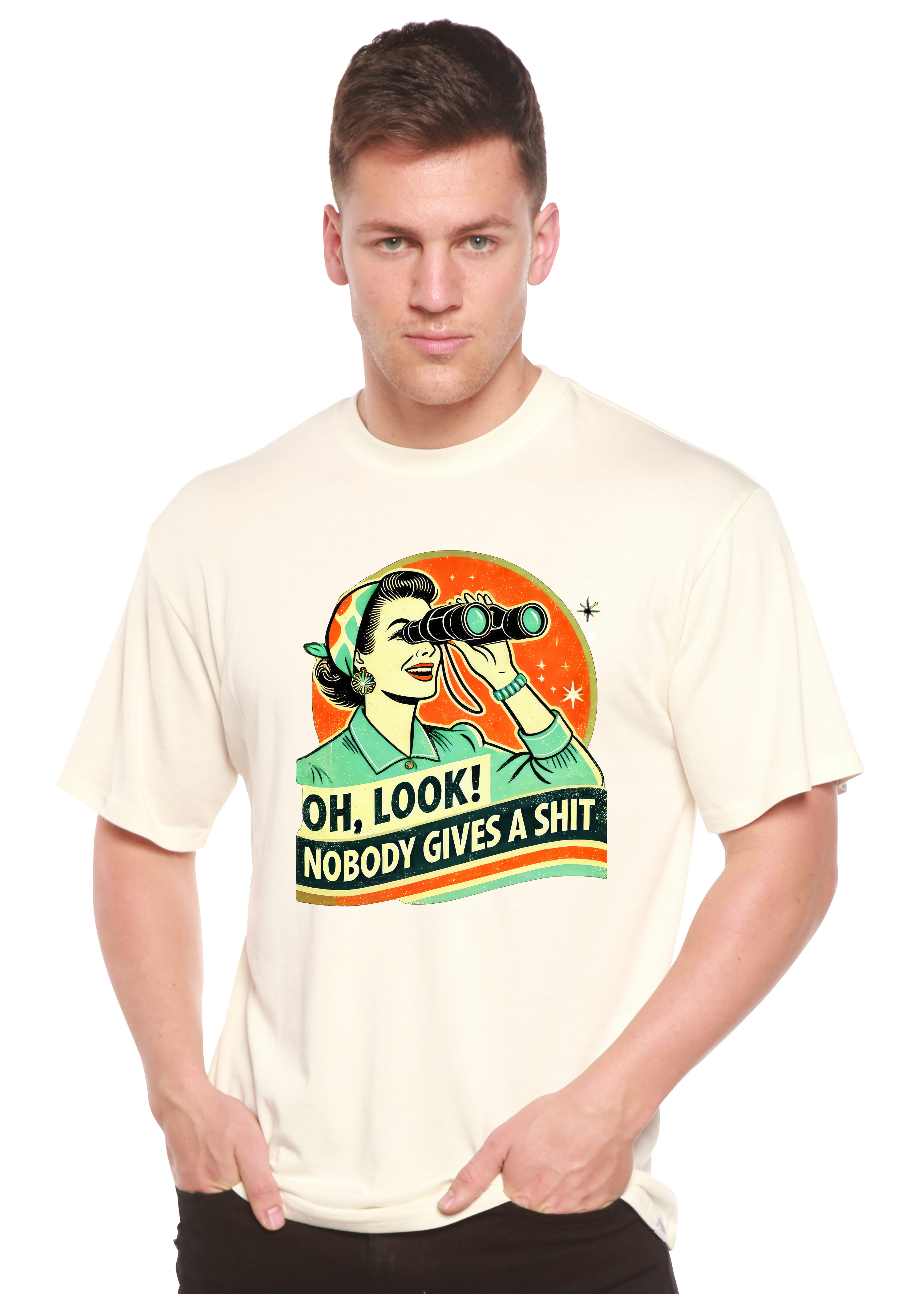 Funny Retro Woman Graphic T-Shirt – Bamboo Cotton Blend, Unisex