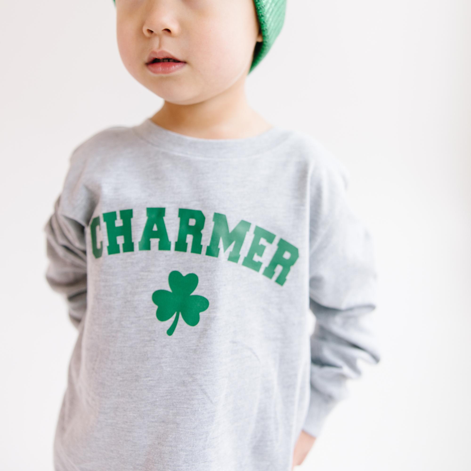 Charmer Long Sleeve Graphic Tee – Green Print Kids & Youth Shirt
