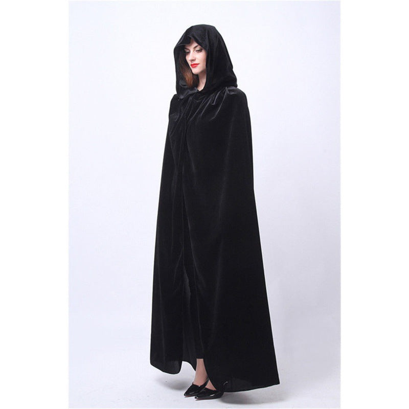 Halloween Velvet Black Cape Cloak | Witch Vampire Costume Cape