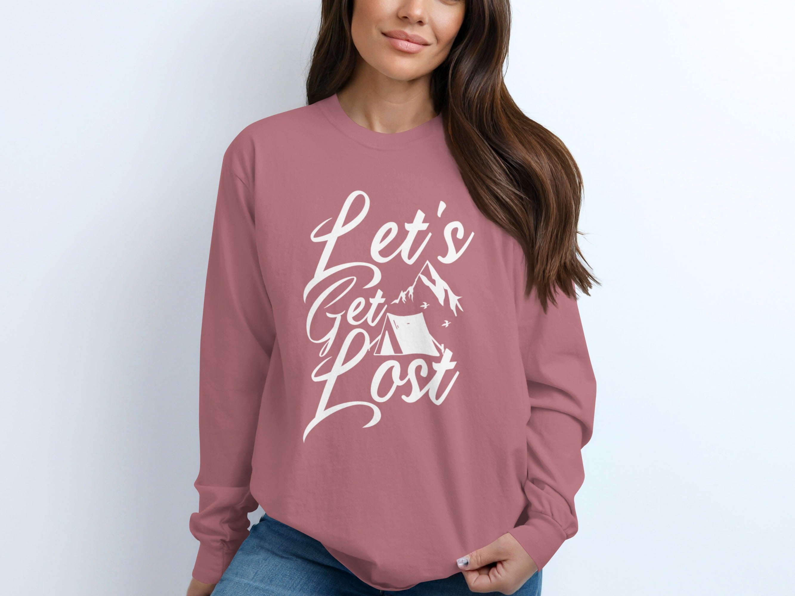 Lets Get Lost Camp Tent Design on Adventure Sweatshirt