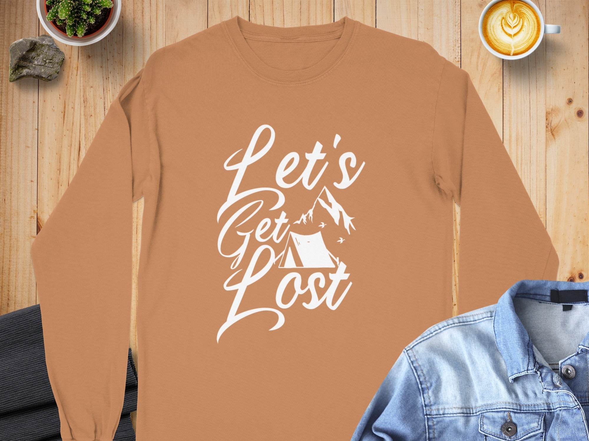 Lets Get Lost Camp Tent Design on Adventure Sweatshirt
