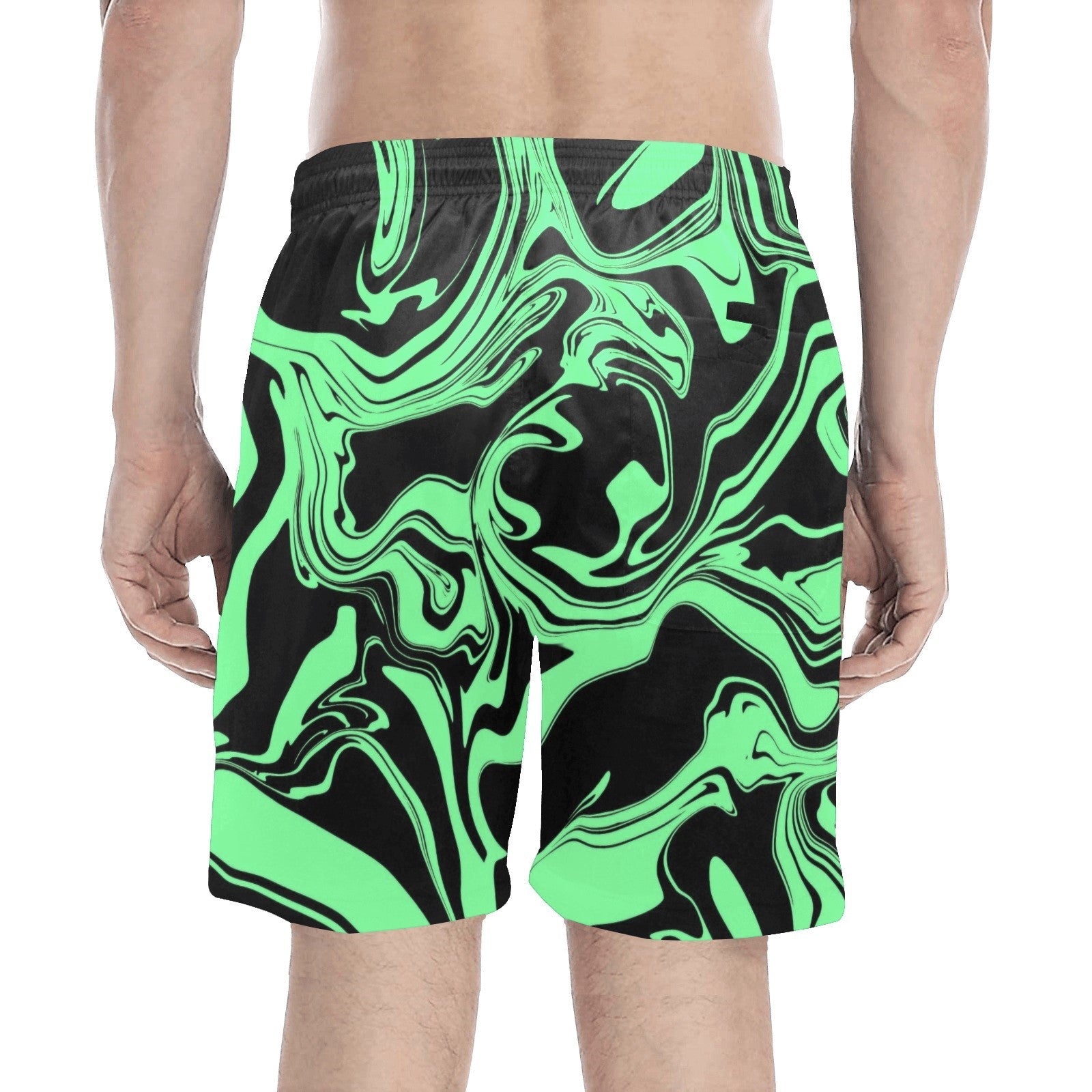 Men's Slime in the Dark – Green & Black Oil Spill Swim Shorts