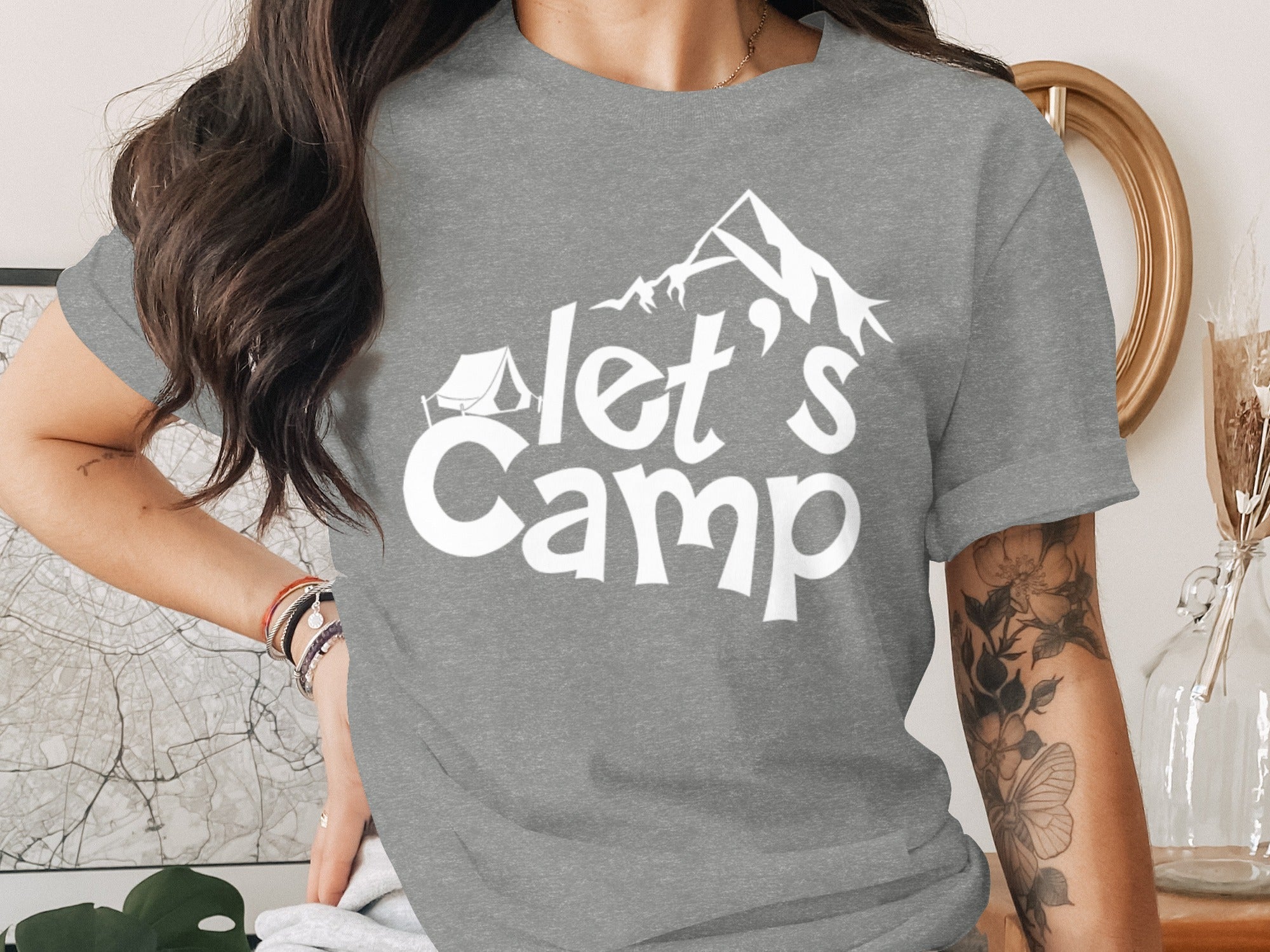 Let's Camp with Tent & Mountain T-Shirt