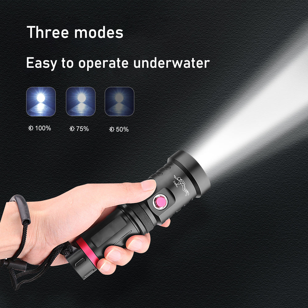 HQ303 XHP70.2 Diving Flashlight – 8000 Lumens, IPX8 100M Waterproof