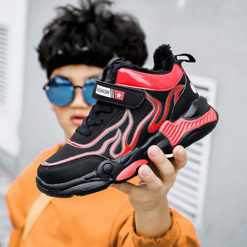 Boys' M2092 Basketball Sneakers – Kids' Leather Sports Shoes in Black Red, Black Blue & Black Yellow
