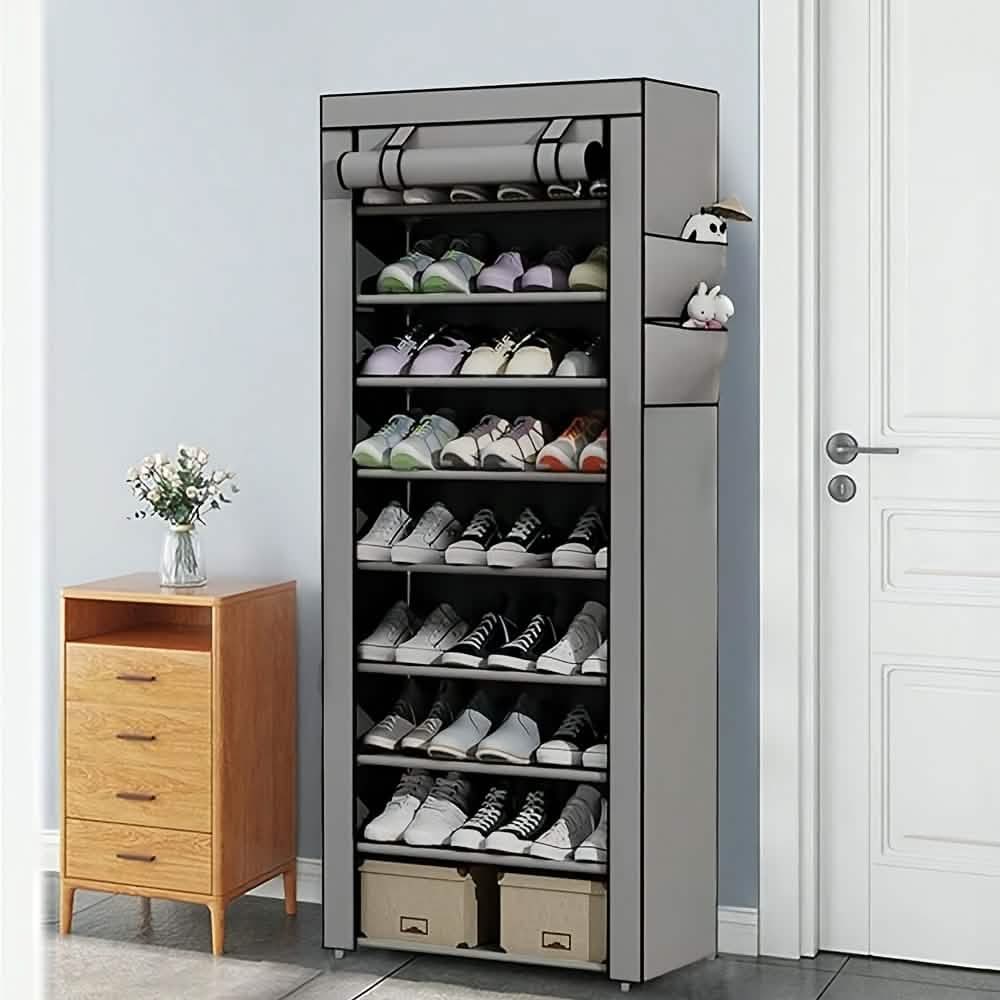 10-Layer 9-Grid Non-Woven Fabric Shoe Rack