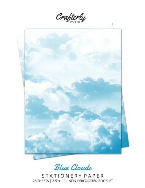 Blue Clouds Stationery Paper | 25 Sheets, 8.5×11" Aesthetic Letter Writing Paper