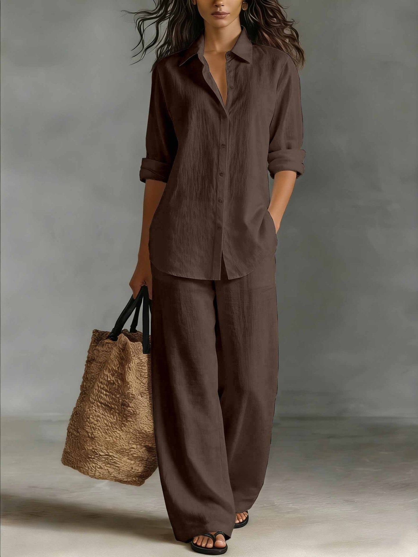 Women's Bohemian Cotton-Linen Top & Pants Set — Resort Lounge Co-ord
