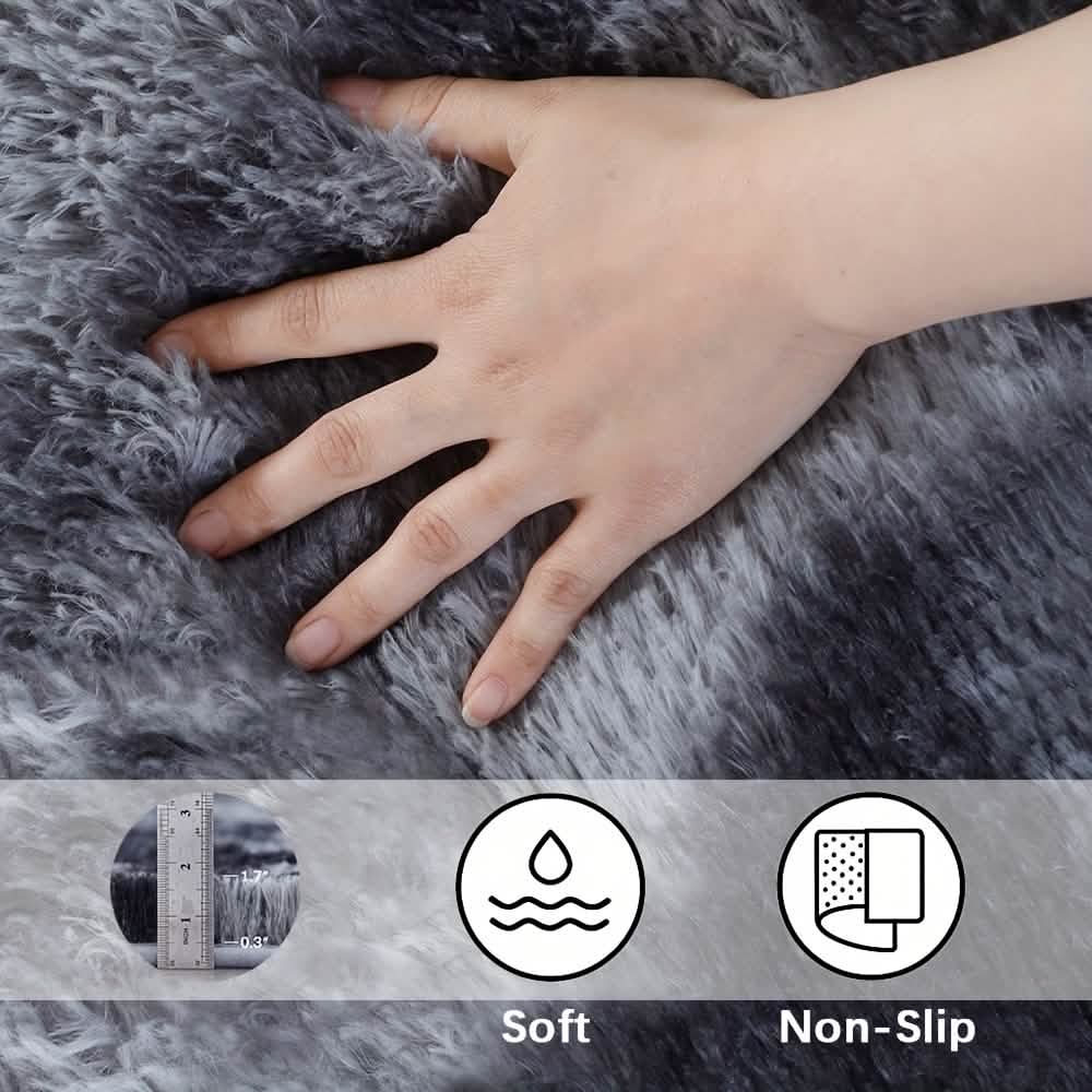 Light Gray Shaggy Area Rug | Memory Foam | Non-Slip | 4 Sizes: 3x5 to 8x10