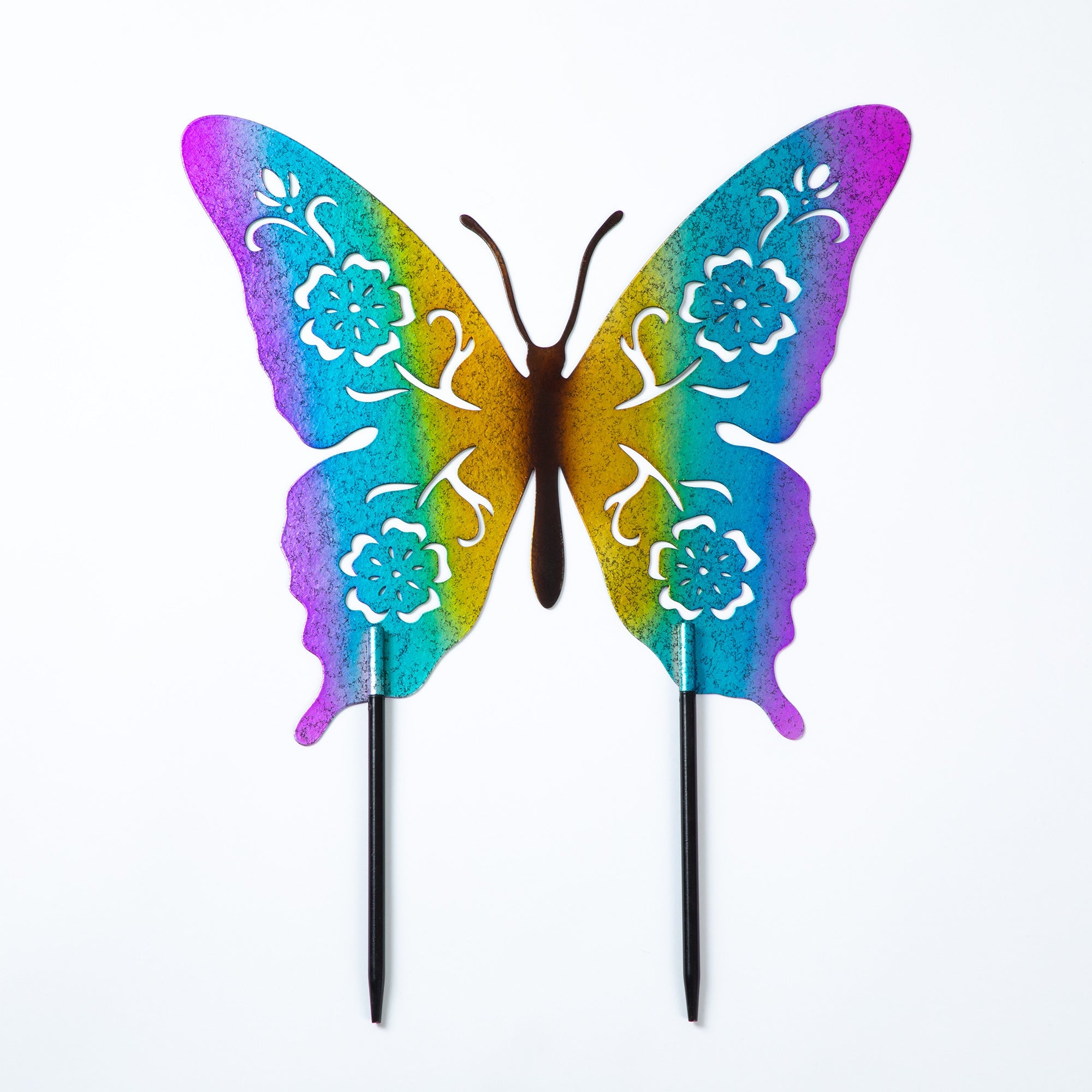 Metal Silhouette Garden Stake — Butterfly & Hummingbird Designs