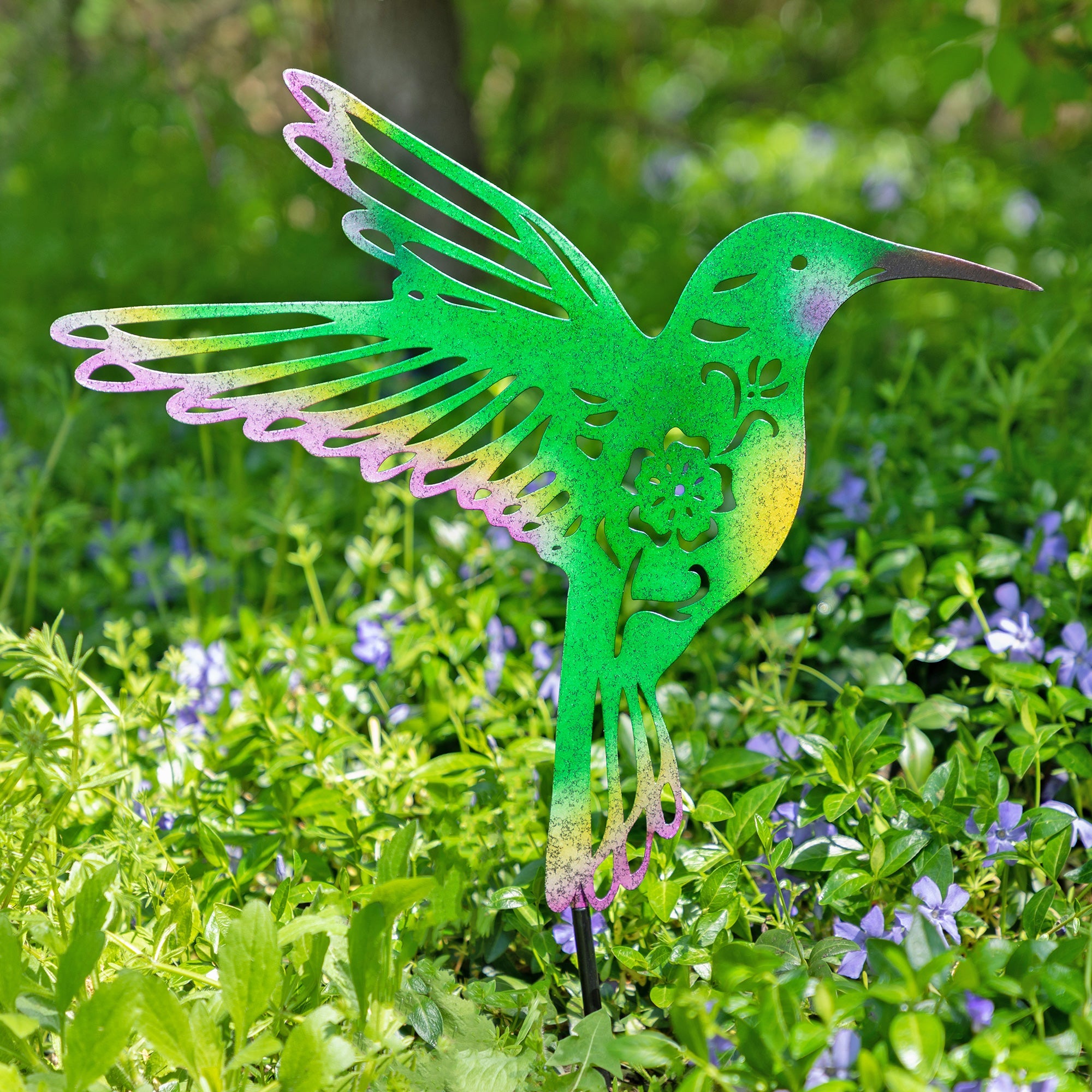 Metal Silhouette Garden Stake — Butterfly & Hummingbird Designs