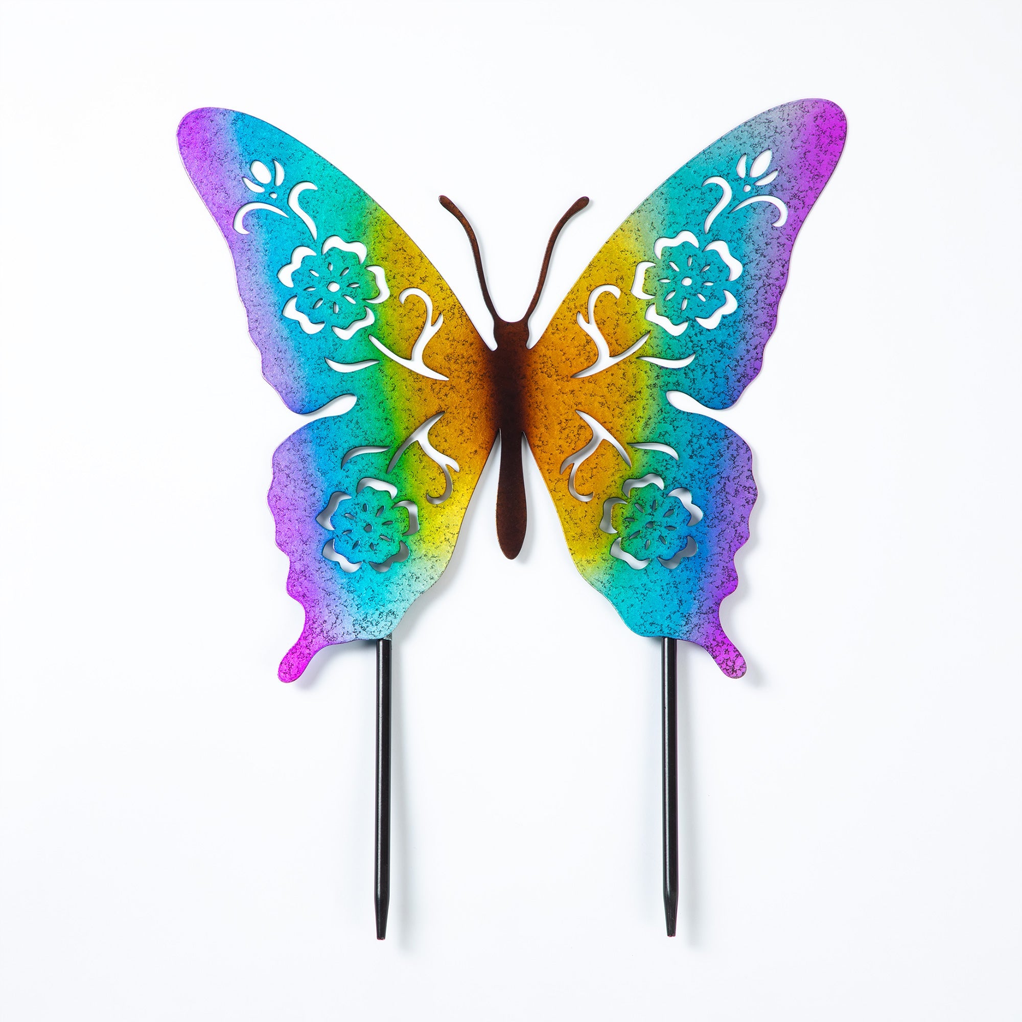 Metal Silhouette Garden Stake — Butterfly & Hummingbird Designs
