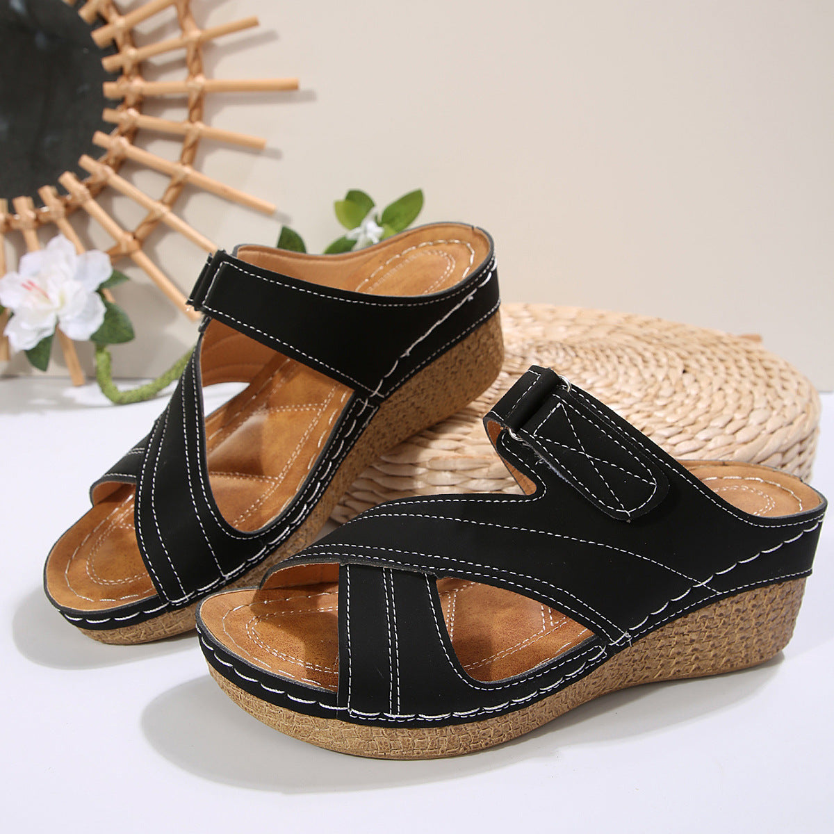 Round-Toe Slip-On Slippers – Lightweight PU, Sizes 36–43