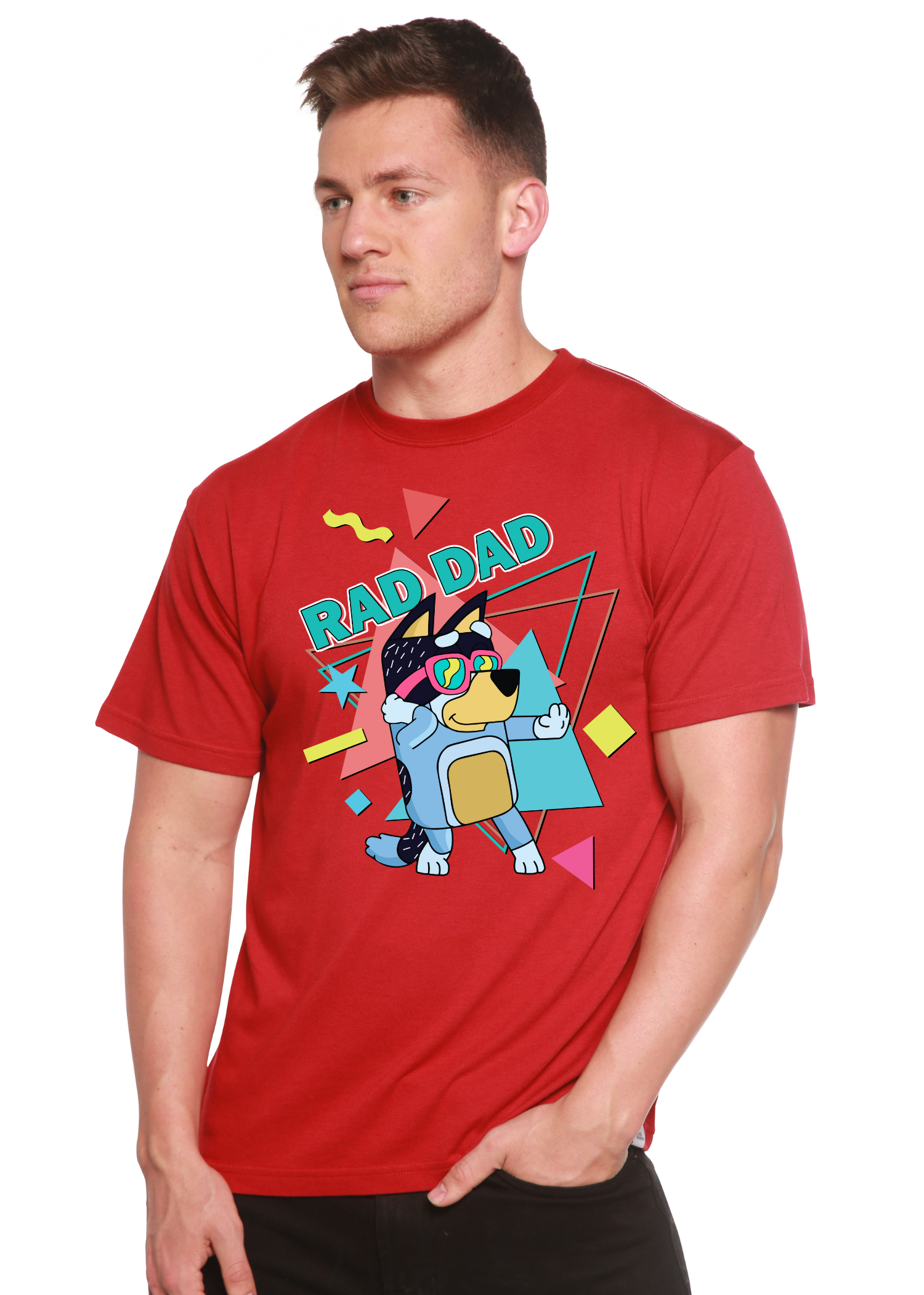 Rad Dad Bluey Men's Bamboo Graphic Tee | 70% Bamboo/Cotton | 15 Colors | S–XXL