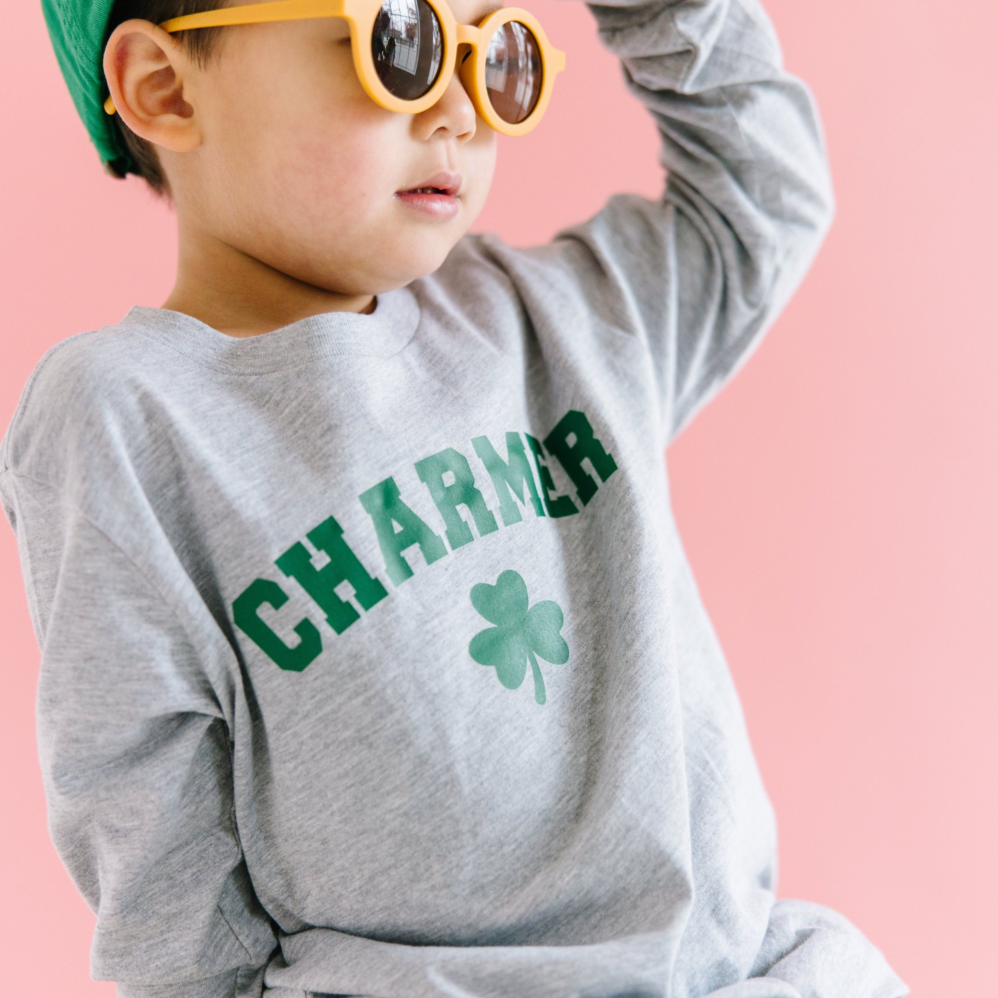 Charmer Long Sleeve Graphic Tee – Green Print Kids & Youth Shirt