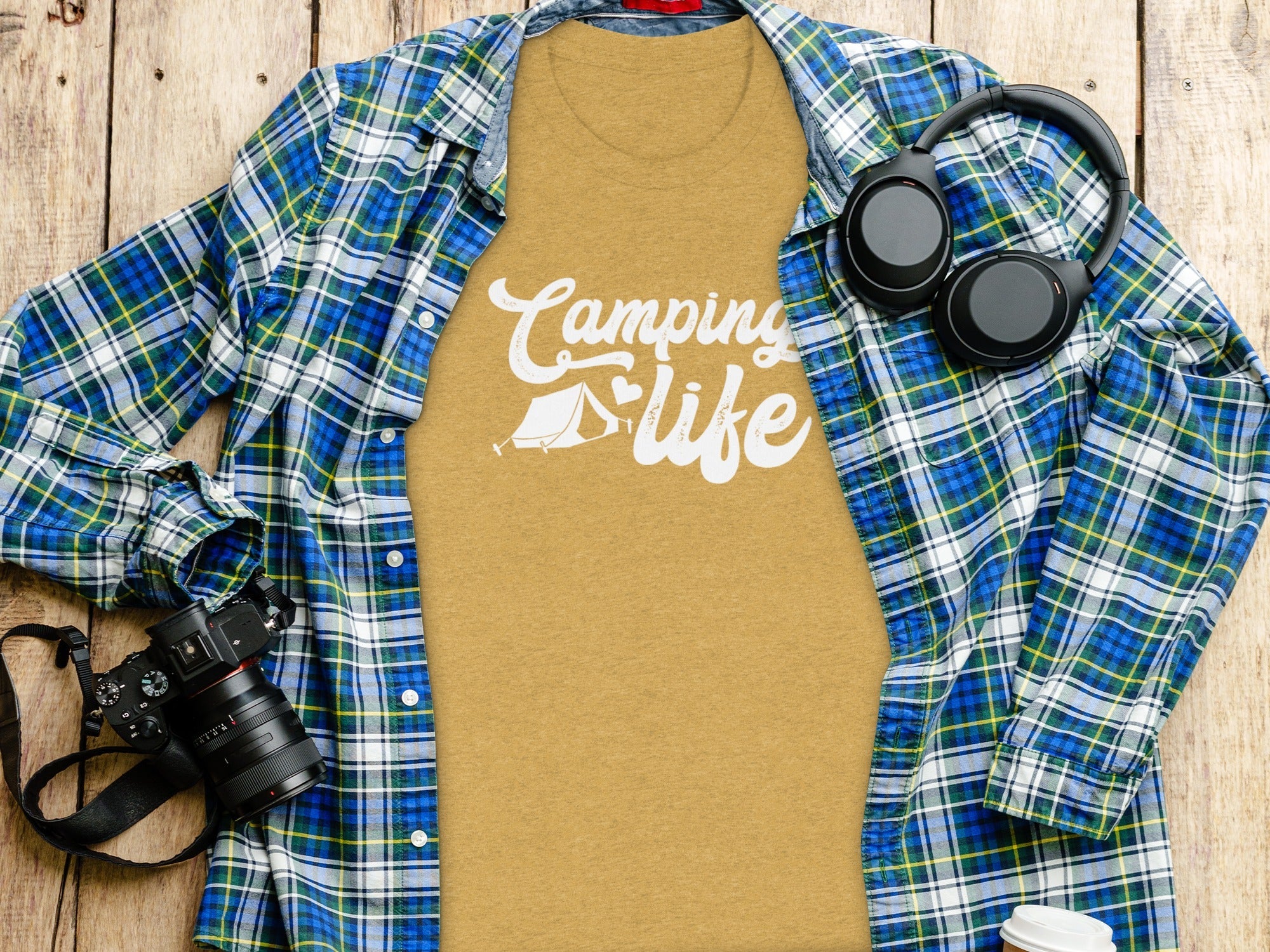 Camping Is Life with Tent & Heart Design T-Shirt