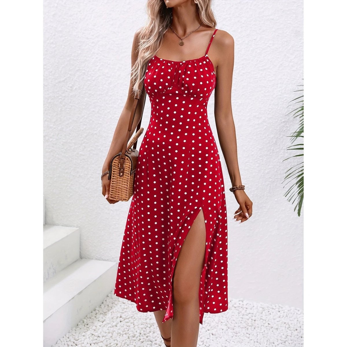 Polka Dot Print Suspender Dress – Women's Summer Dress