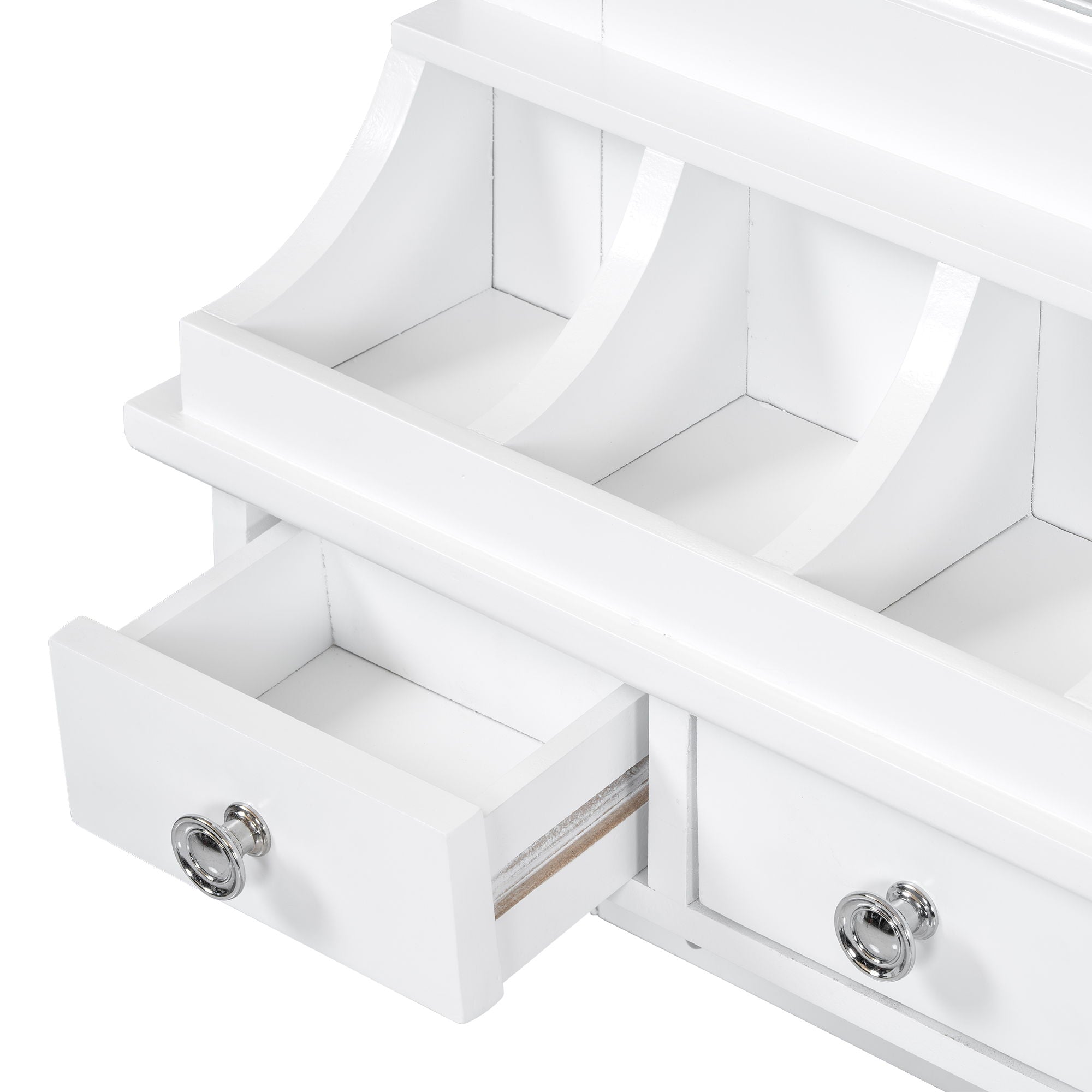Floating Makeup Vanity with Mirror | Wall-Mounted Storage Organizer – White