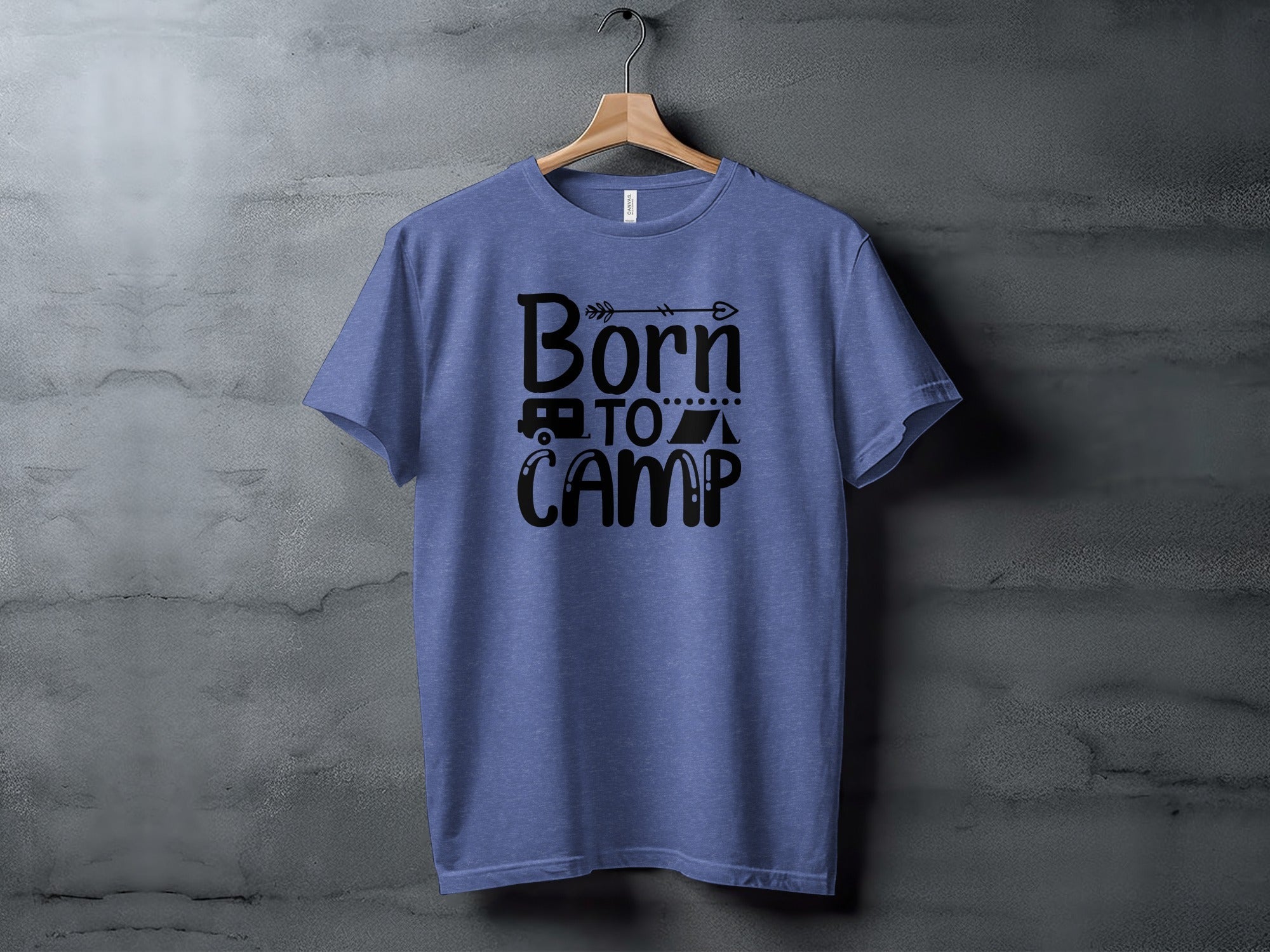Born To Camp With Tent And Camper Fun Outdoors T-Shirt