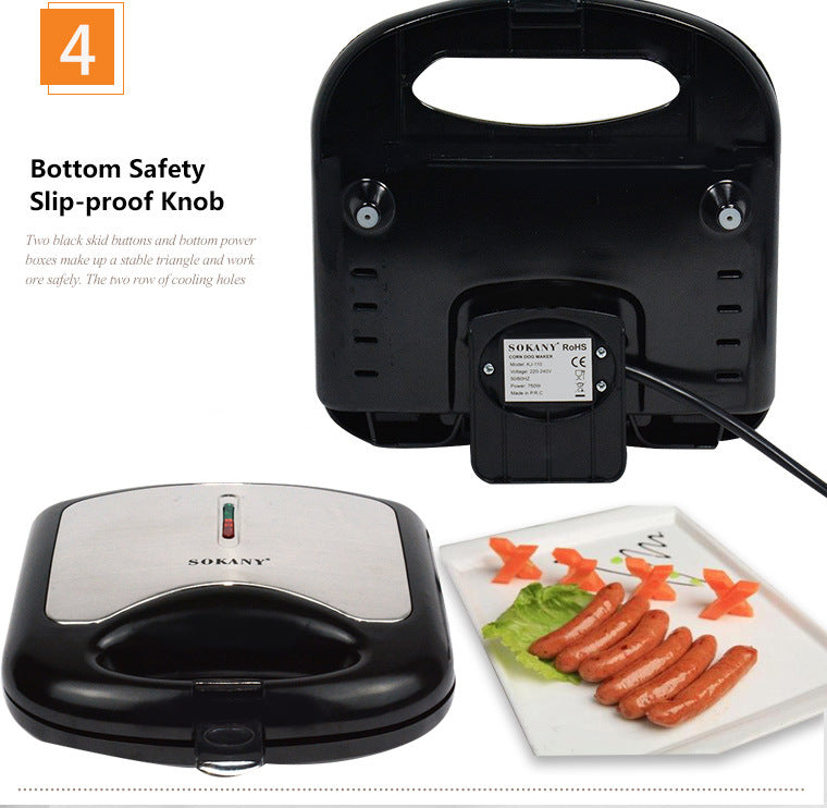 Elektrische Hotdog- und Wurst-Röstmaschine | Antihaftbeschichtet, 750W