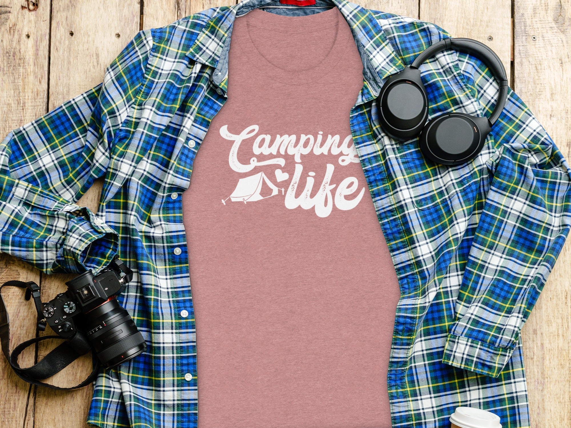 Camping Is Life with Tent & Heart Design T-Shirt
