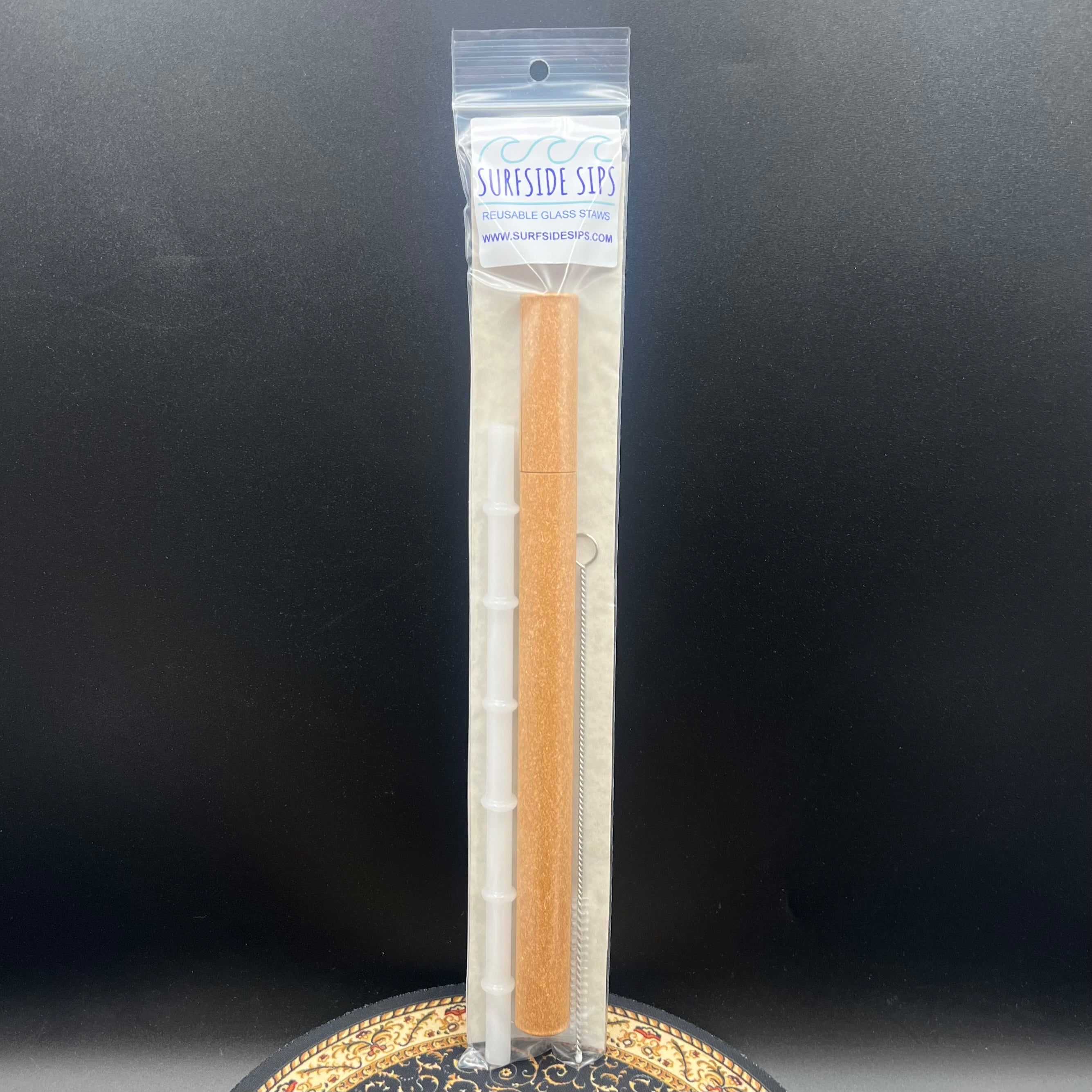 Tiki Bamboo 8" Reusable Glass Straw Travel Kit – Eco-Friendly Bamboo-Inspired Drinkware