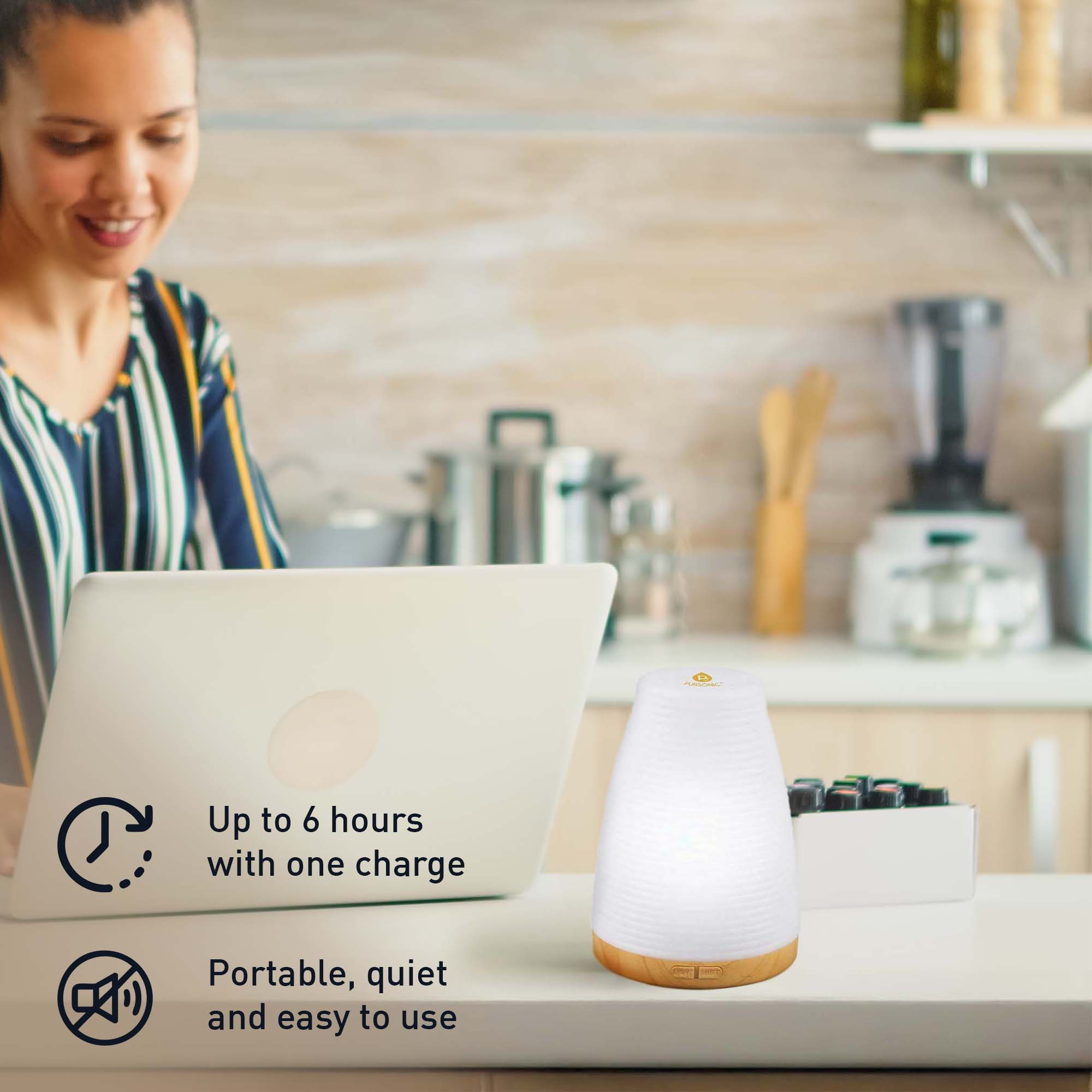 2-in-1 USB Aromatherapy Diffuser & Humidifier | Color-Changing LED Mood Light