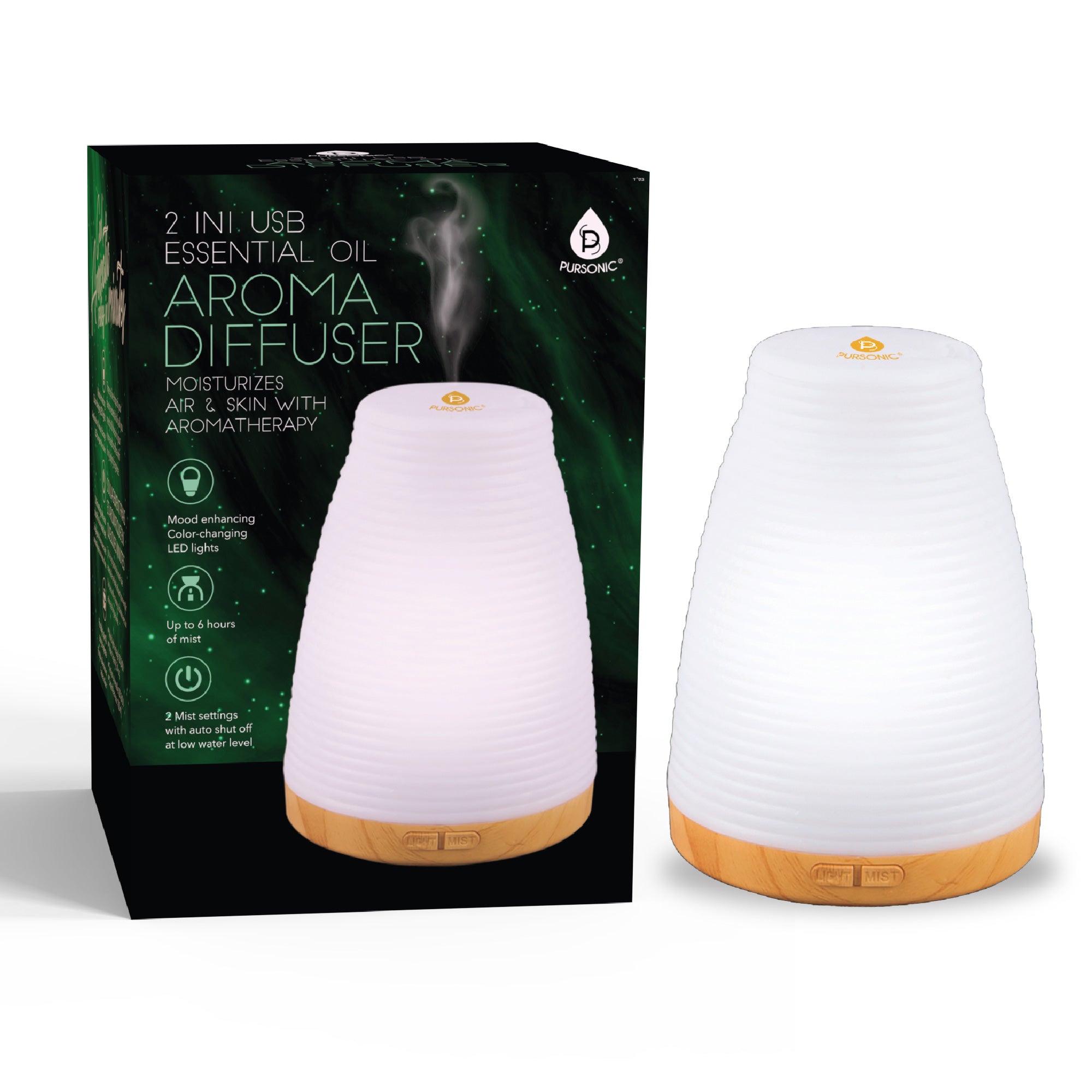 2-in-1 USB Aromatherapy Diffuser & Humidifier | Color-Changing LED Mood Light