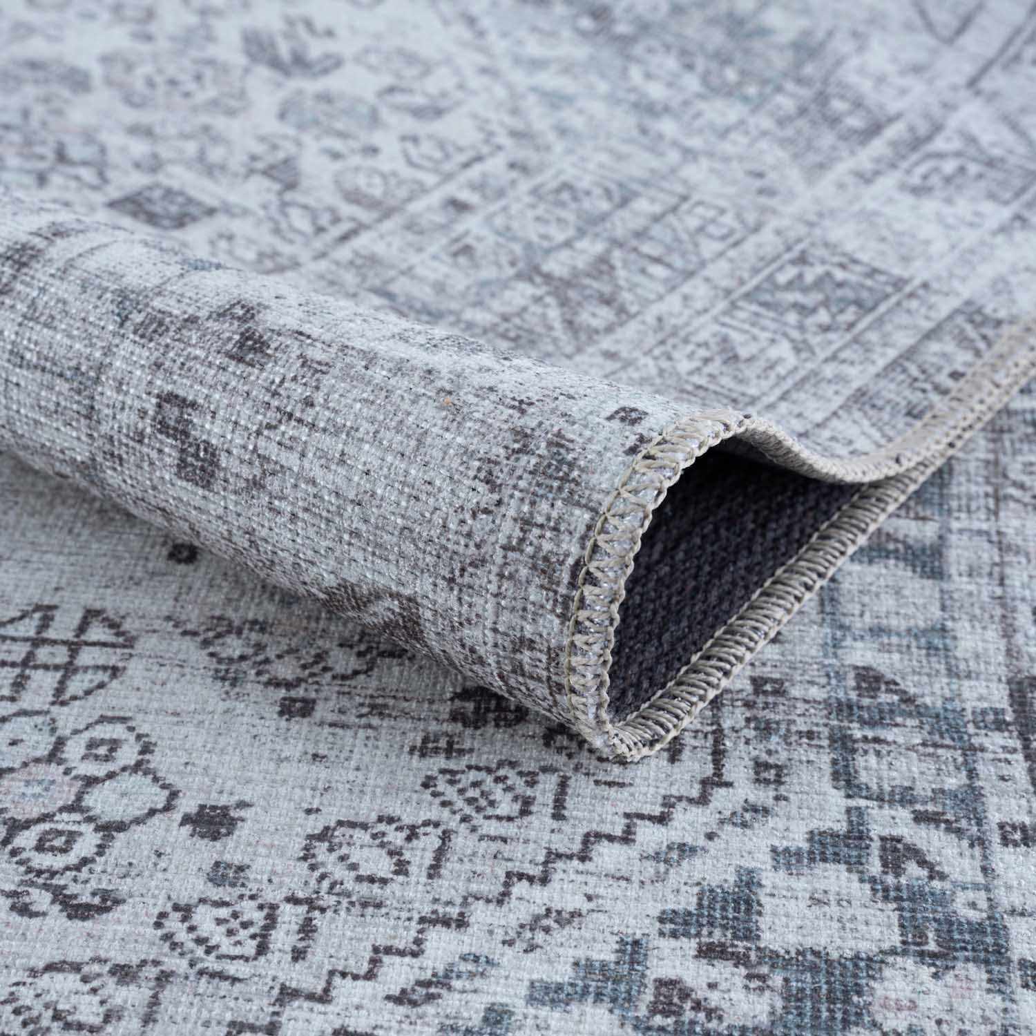 Barny Gray Denim Washable Rug – Clearance