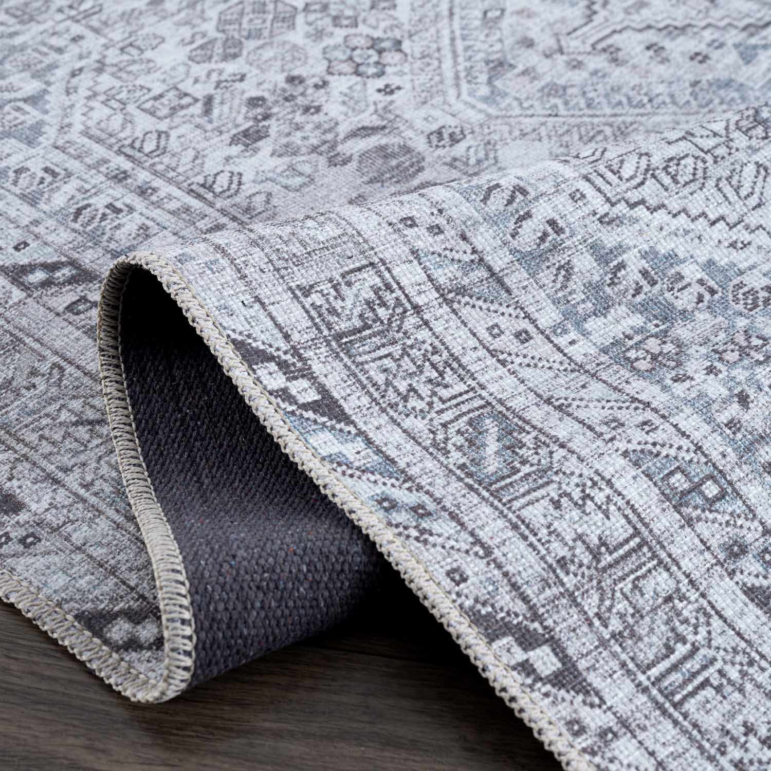 Barny Gray Denim Washable Rug – Clearance