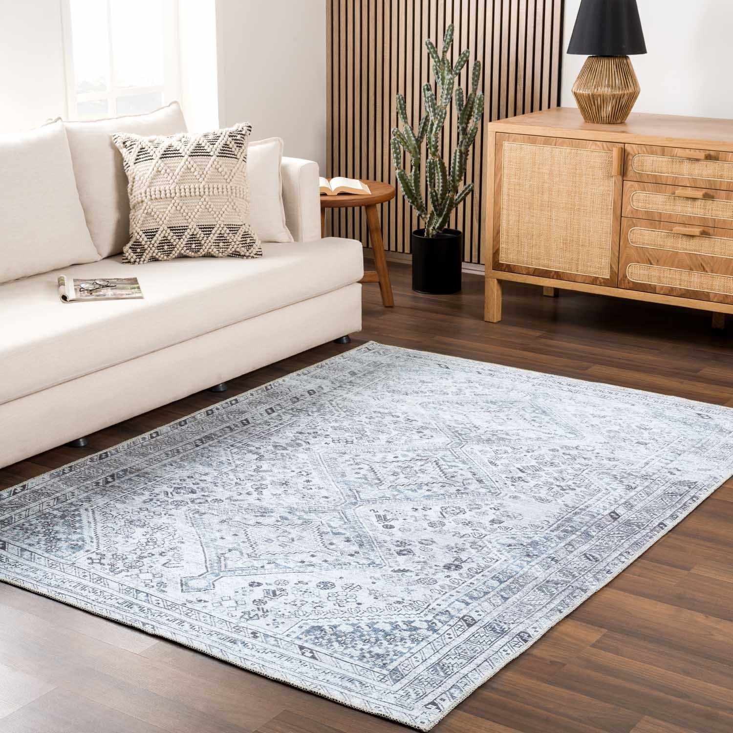 Barny Gray Denim Washable Rug – Clearance