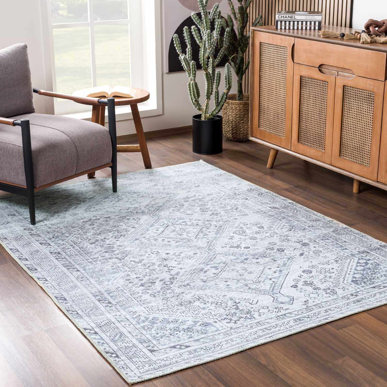 Barny Gray Denim Washable Rug – Clearance