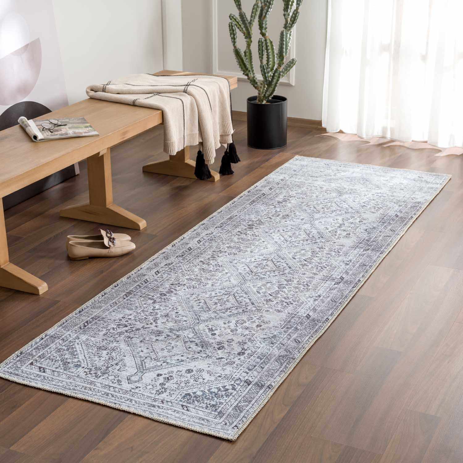 Barny Gray Denim Washable Rug – Clearance