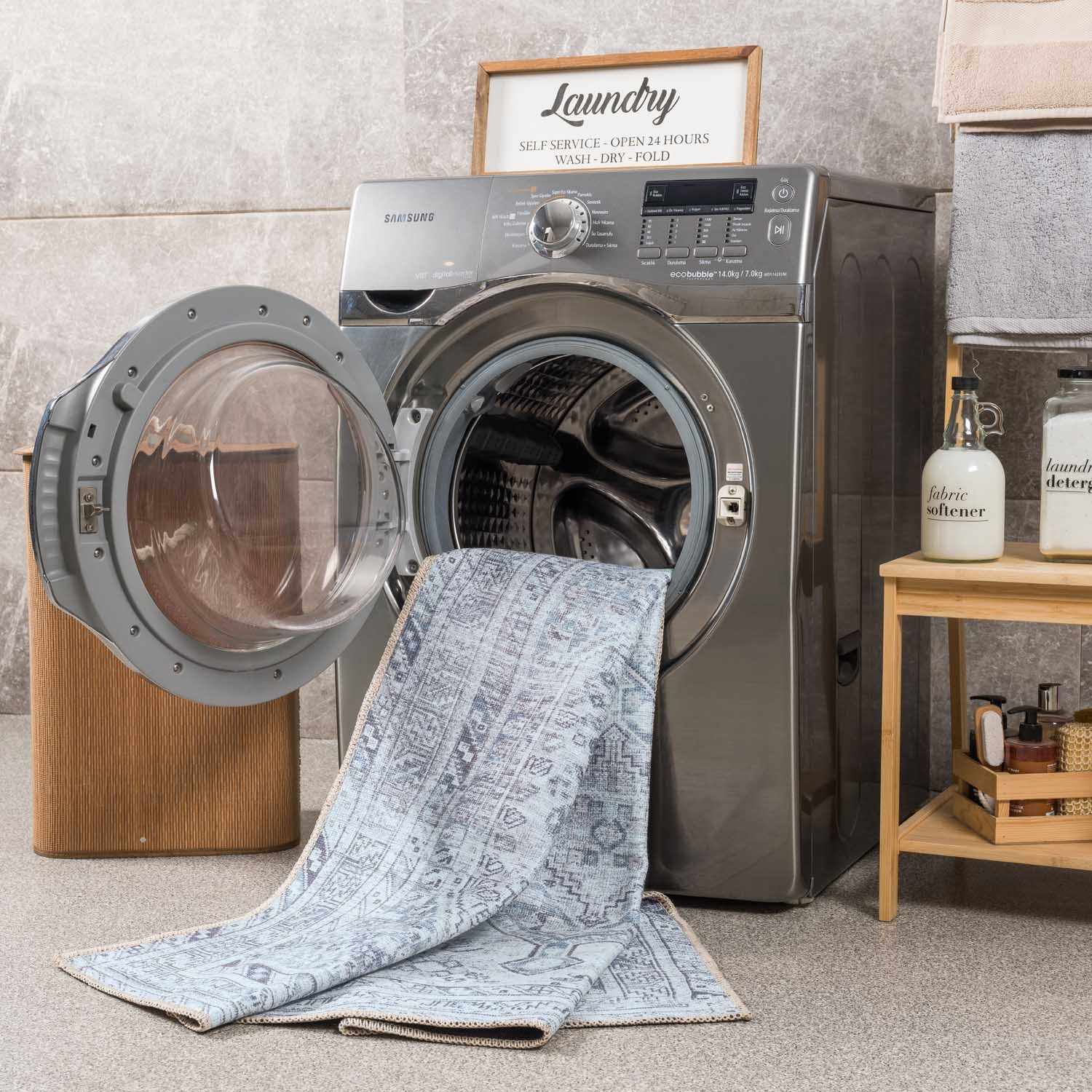 Barny Gray Denim Washable Rug – Clearance