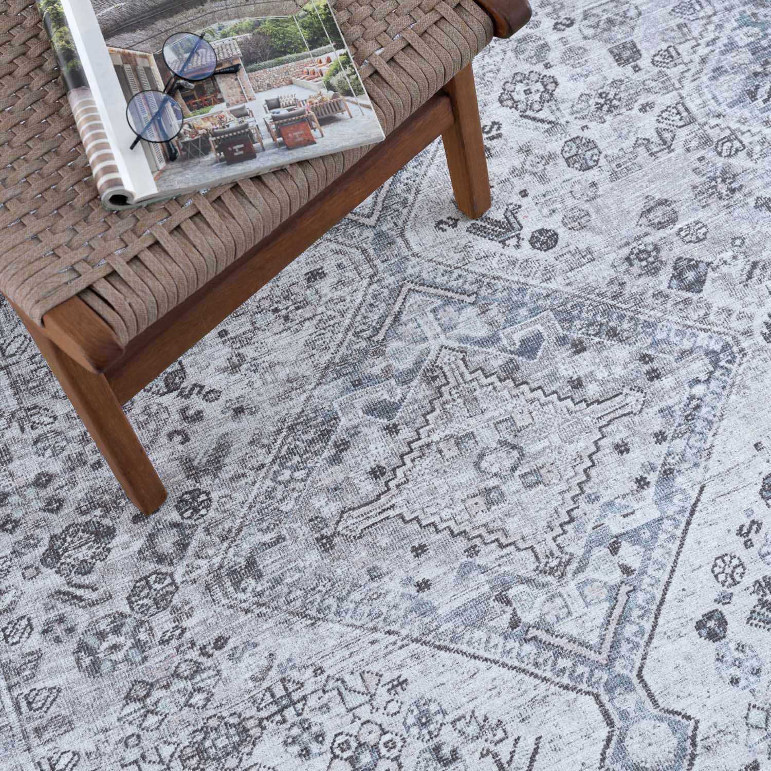 Barny Gray Denim Washable Rug – Clearance