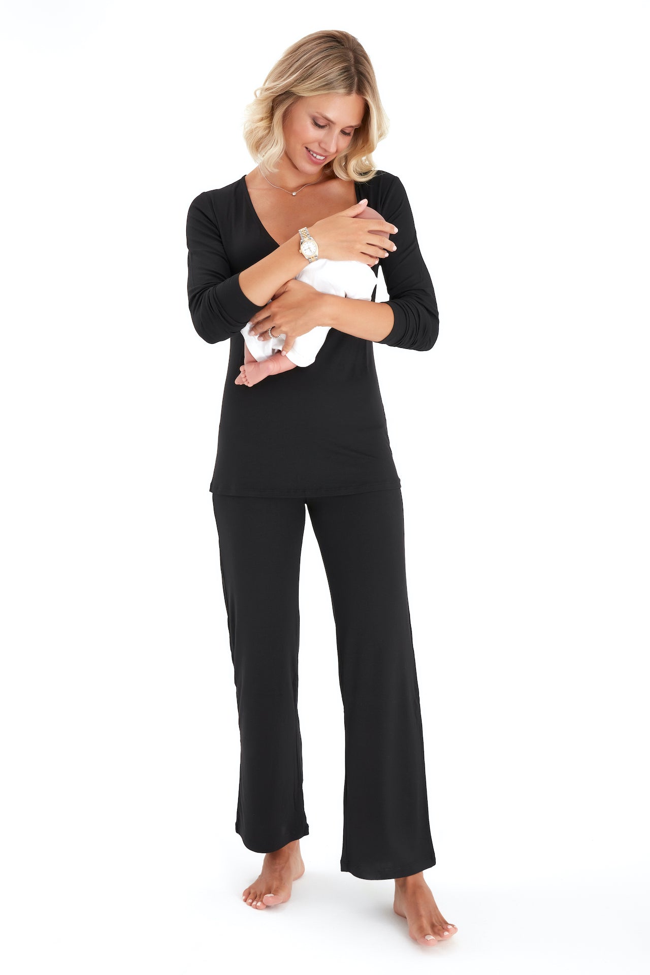 Maternity & Nursing Pajamas – Soft Stretchy Viscose PJ Set