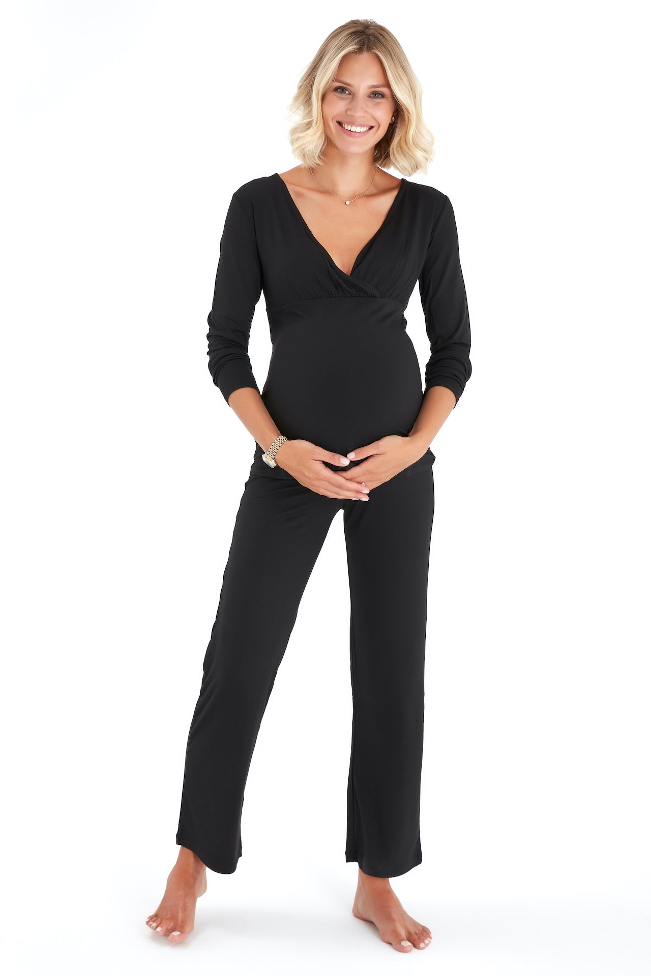 Maternity & Nursing Pajamas – Soft Stretchy Viscose PJ Set