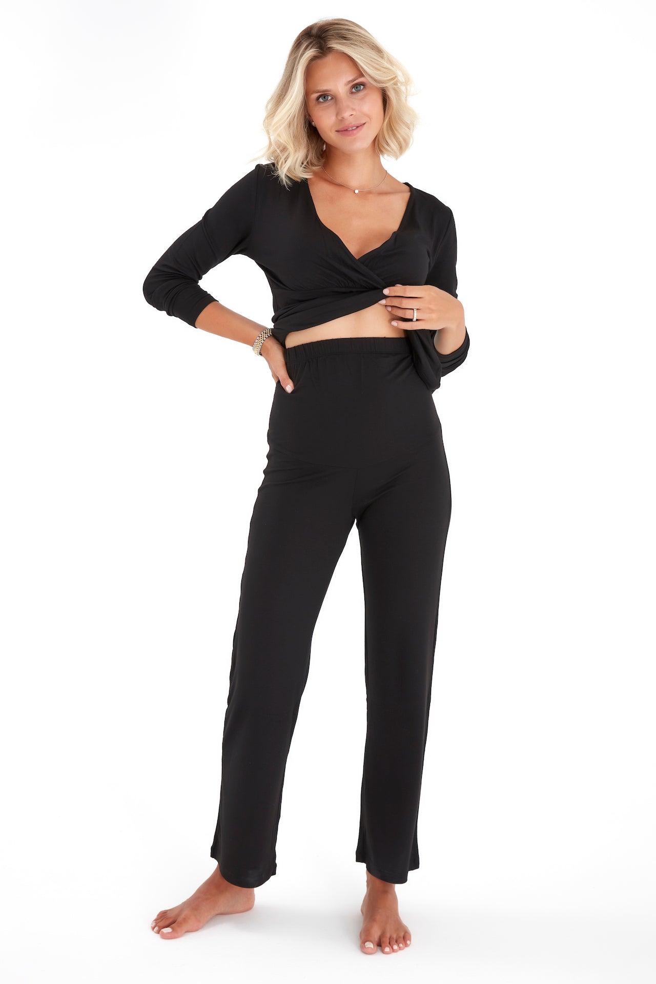 Maternity & Nursing Pajamas – Soft Stretchy Viscose PJ Set
