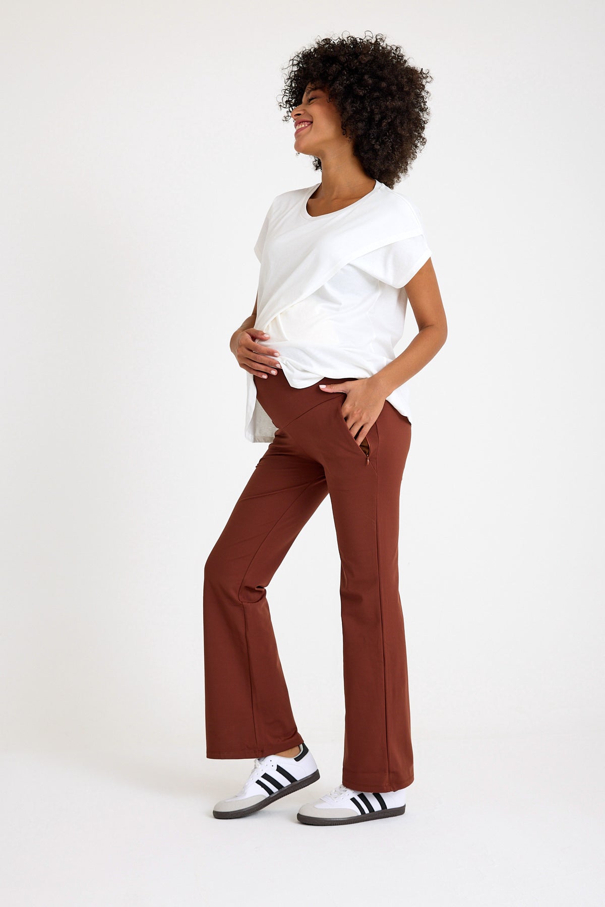 Maternity Flare Trousers – High-Waist Warm Lined Pregnancy Pants