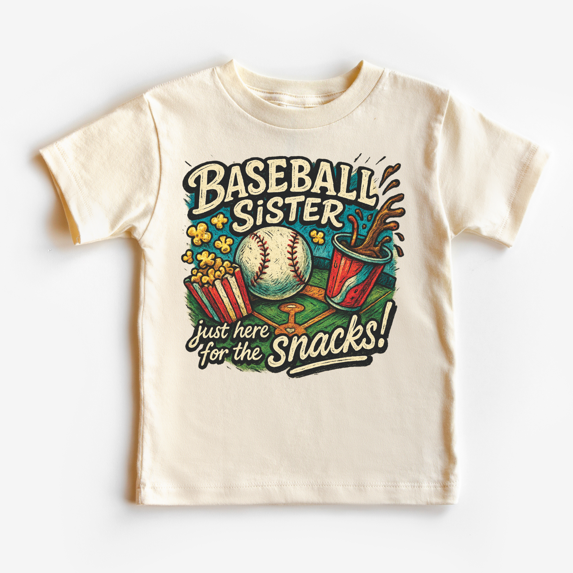 Children's t-shirt with 'Baseball Sister' graphic design on a white background