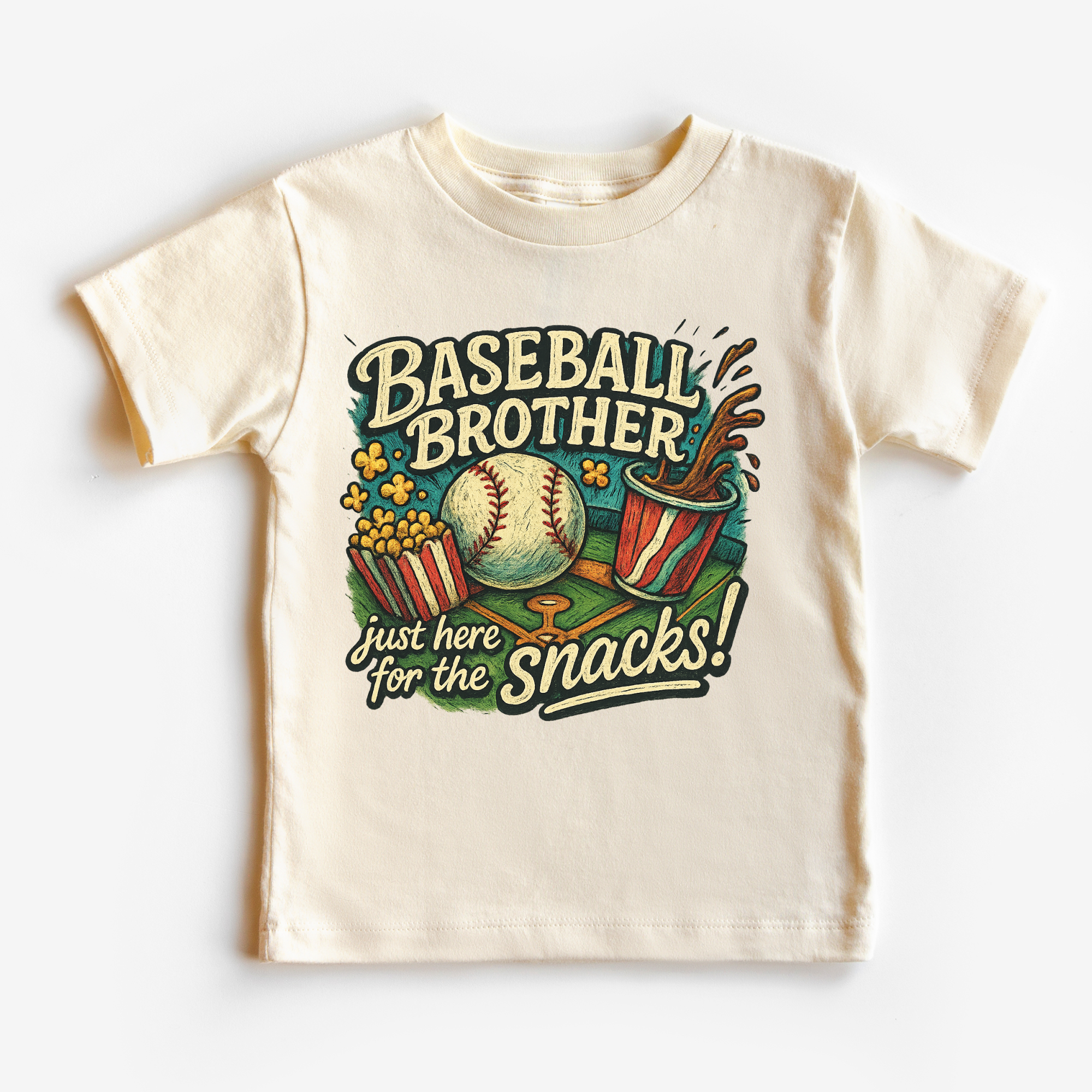 Children's t-shirt with 'Baseball Brother' graphic design on a white background